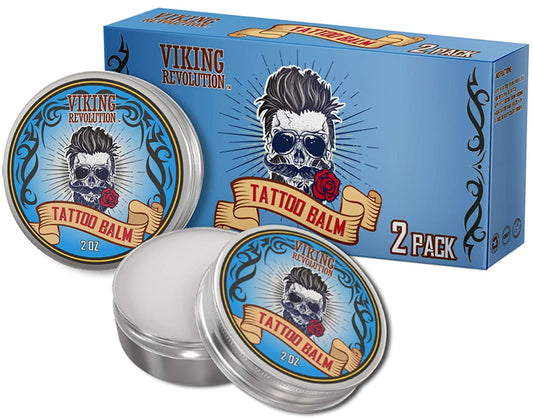 Viking Revolution Tattoo Care Balm for Before, During & Post Tattoo – Safe, Natural Tattoo Aftercare Cream – Moisturizing Lotion to Promote Skin Moisture (2oz, 2 Pack)