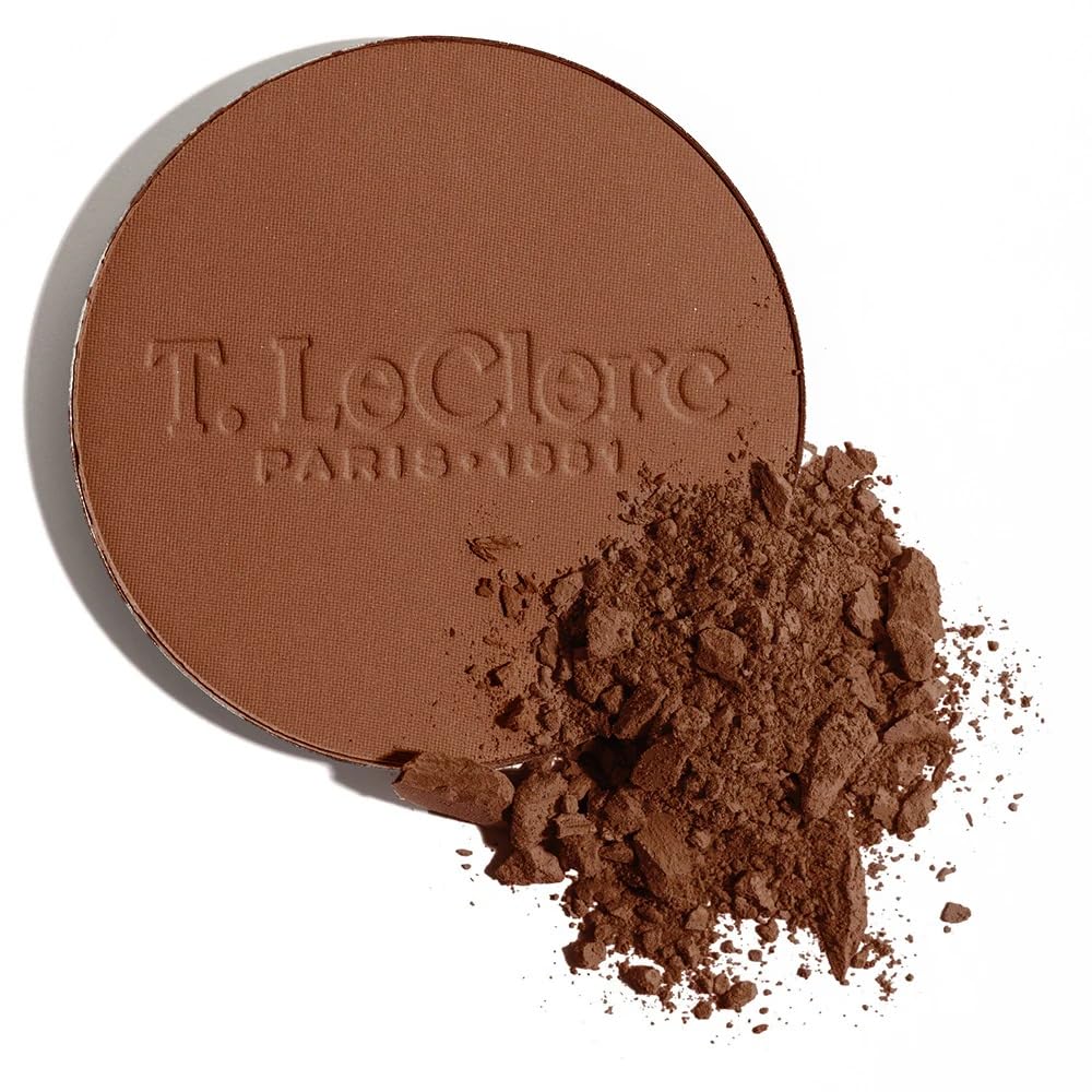 T.LeClerc Rice Compact Powder – Anti-Aging Pressed Powder with Brown Rice Ferment – Long-Lasting Natural Matte Finish – Moisturizing | Non-Comedogenic Face Powder (CHÂTAIGNE, 9G)