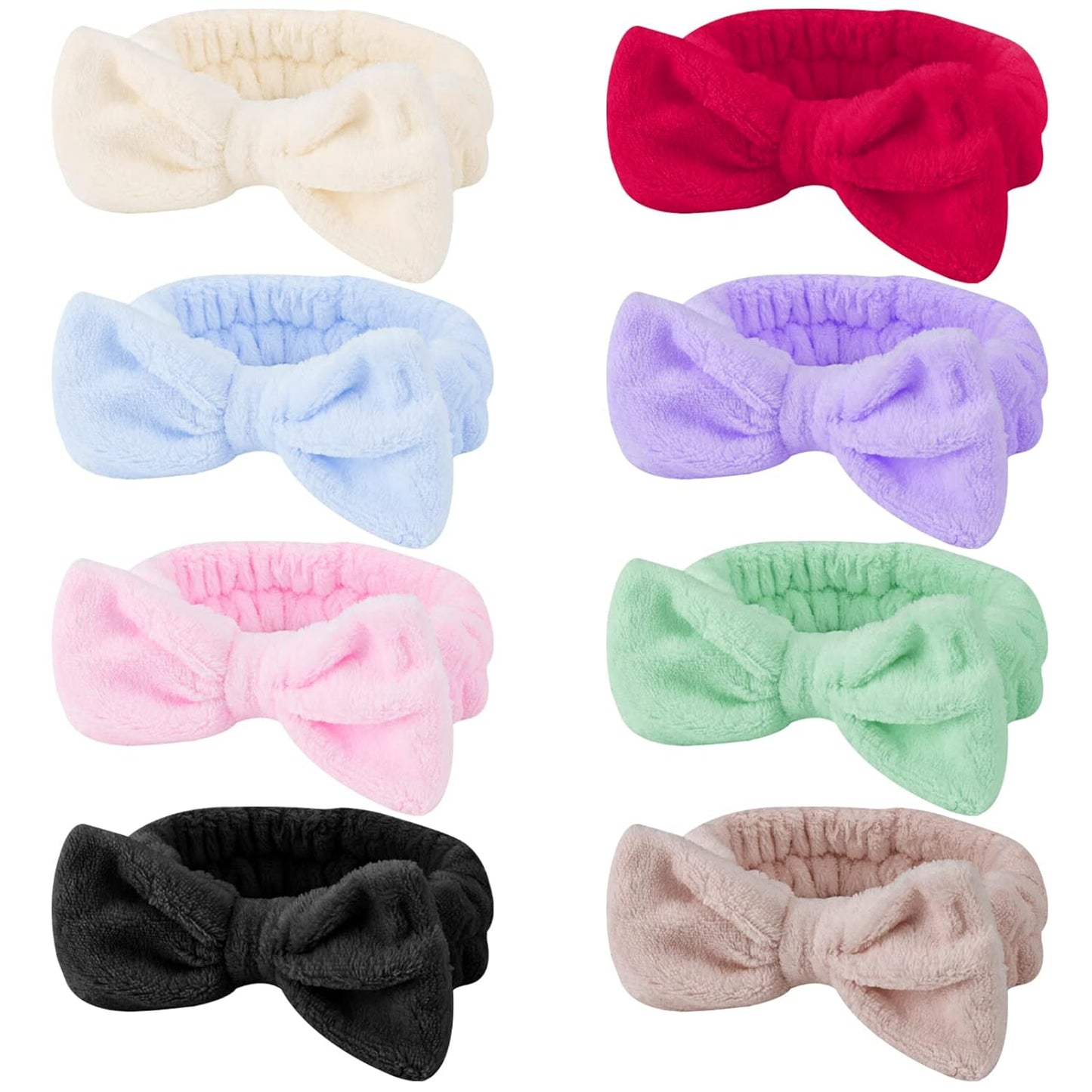 Ondder Spa Headband for Washing Face 8 Pack Aossrted Skincare Headbands for Women Girls Terry Cloth Cute Makeup Headbands Head Bands with Bow