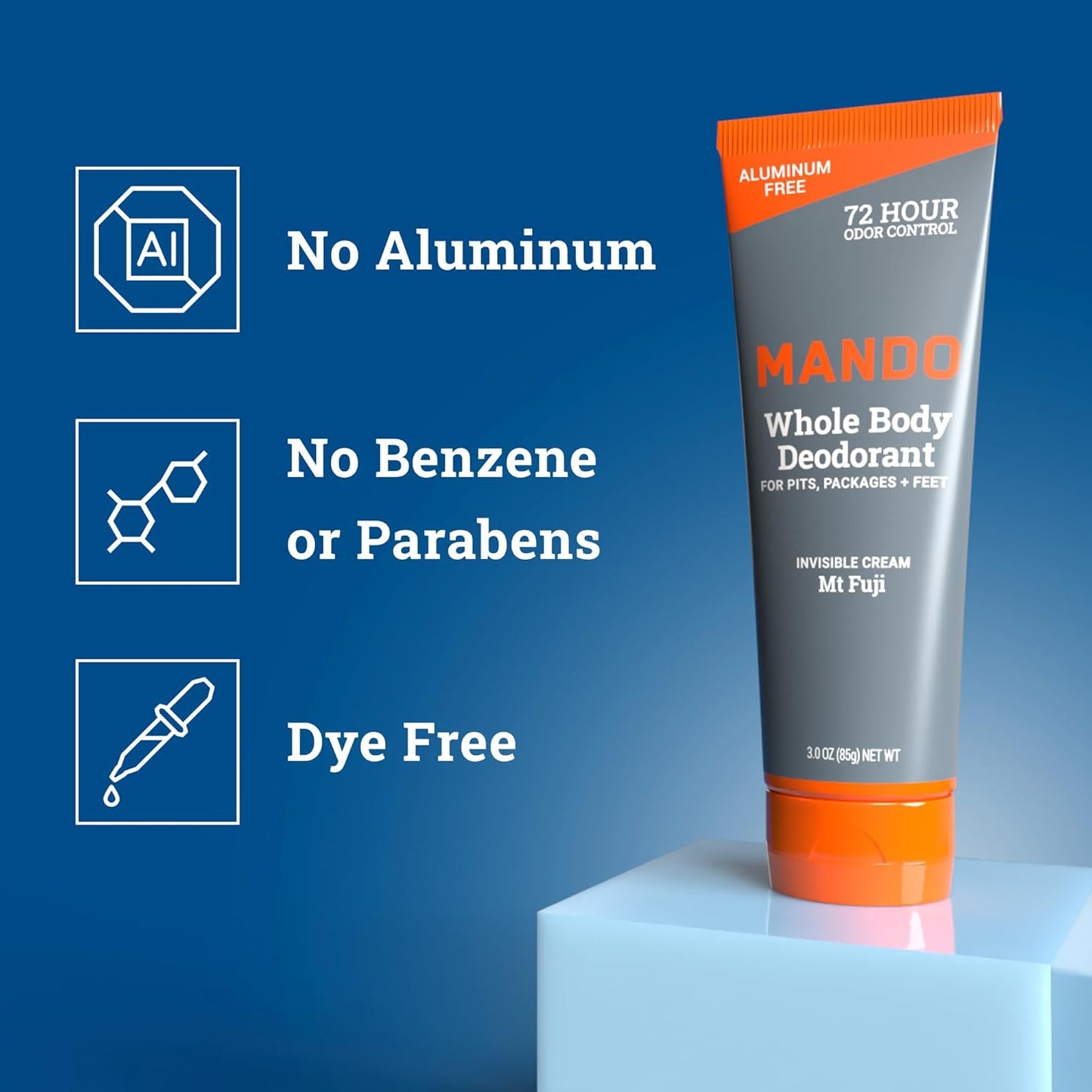 Mando Whole Body Deodorant For Men - Invisible Cream - 72 Hour Odor Control - Aluminum Free, Baking Soda Free, Skin Safe - 3 Ounce Tube (Pack of 2) - Bourbon Leather and Mount Fuji