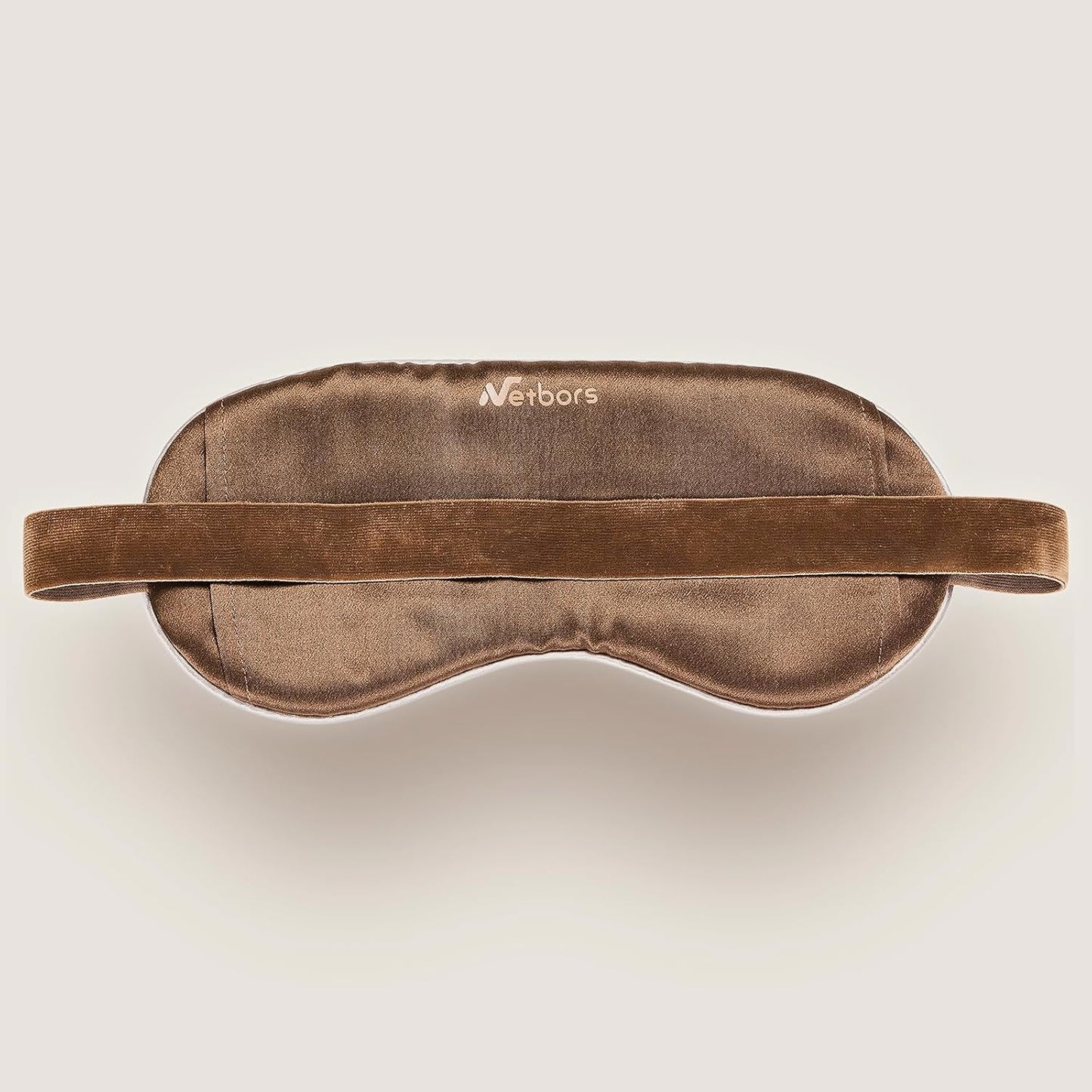 Luxury Silk Sleep Mask with 22mm Mulberry Silk, Velvet Elastic Band, Heat Therapy Pocket, and Travel Pouch, Brown Color