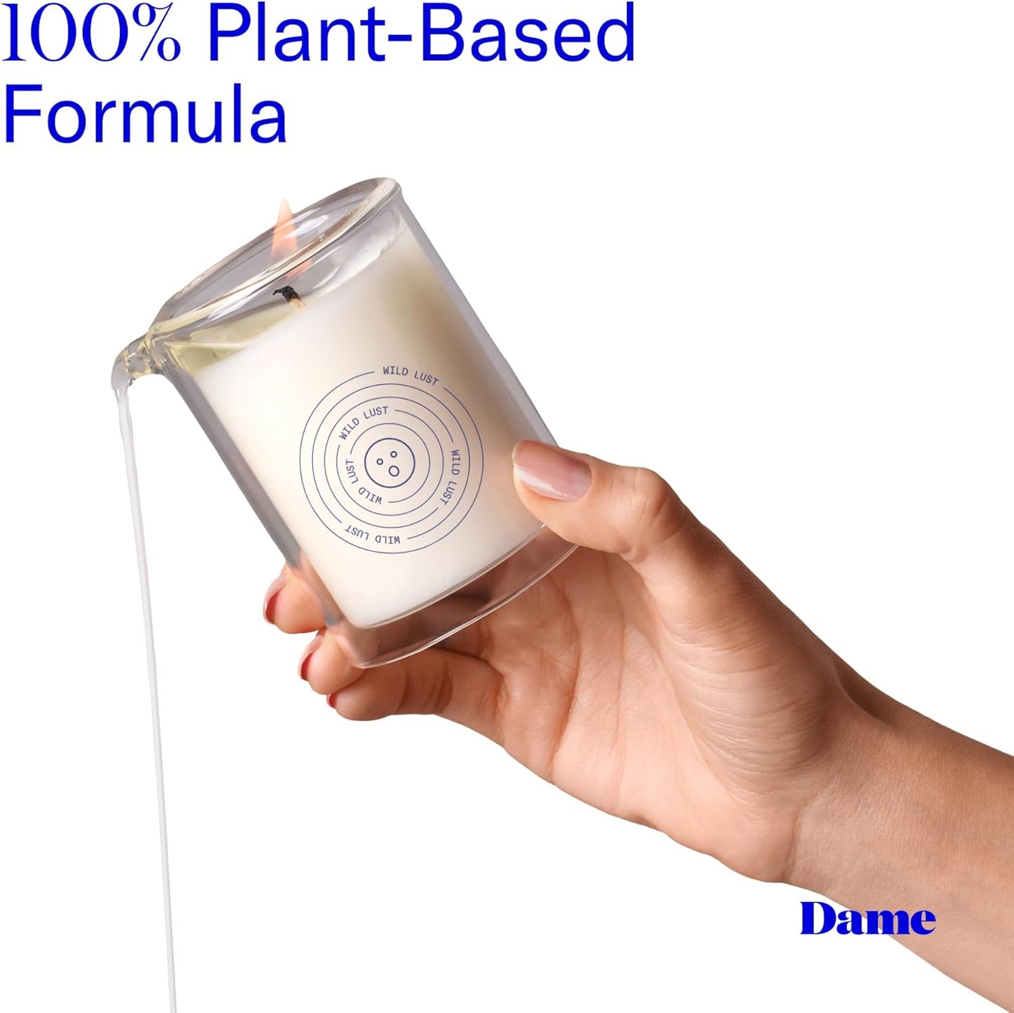 Dame Products Massage Oil Candle - Plant-Based with Kava Kava - Moisturizing and Relaxing - Wild Lust Scent