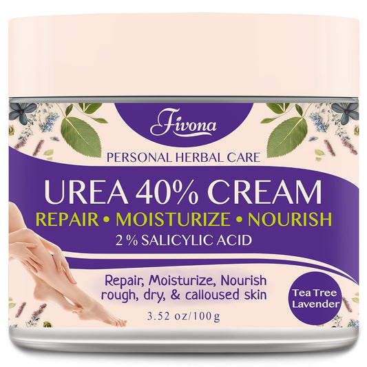 FIVONA 40% Urea Cream with 2% Salicylic Acid - Foot Cream with Tea Tree and Lavender Extracts Foot Lotion for Dry Cracked Heels, Dead Skin & Callus Remover, Feet Moisturizer Repair Cream