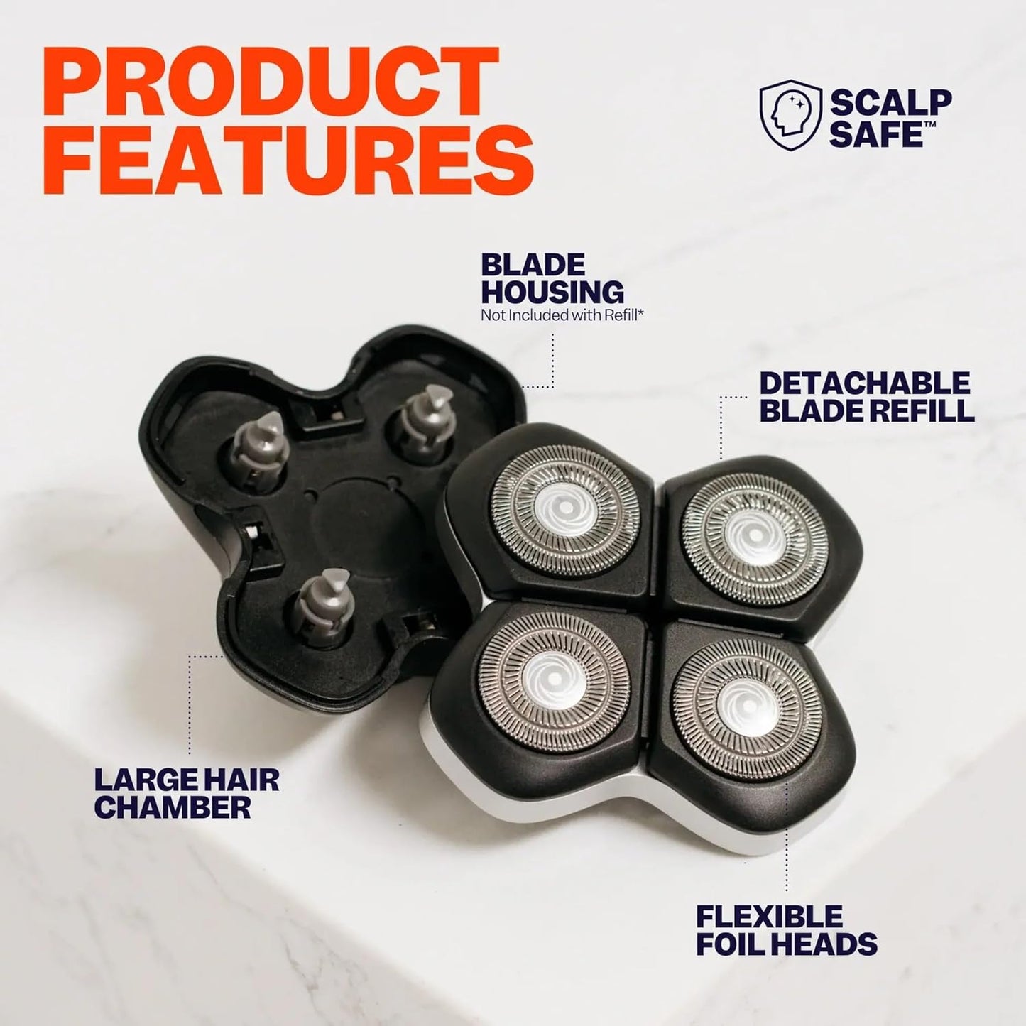 Freebird Official Replacement Blades for Flexseries Pro Head Shaver Kit - Refill Blades - High-Performance Blades for Smooth Shaving