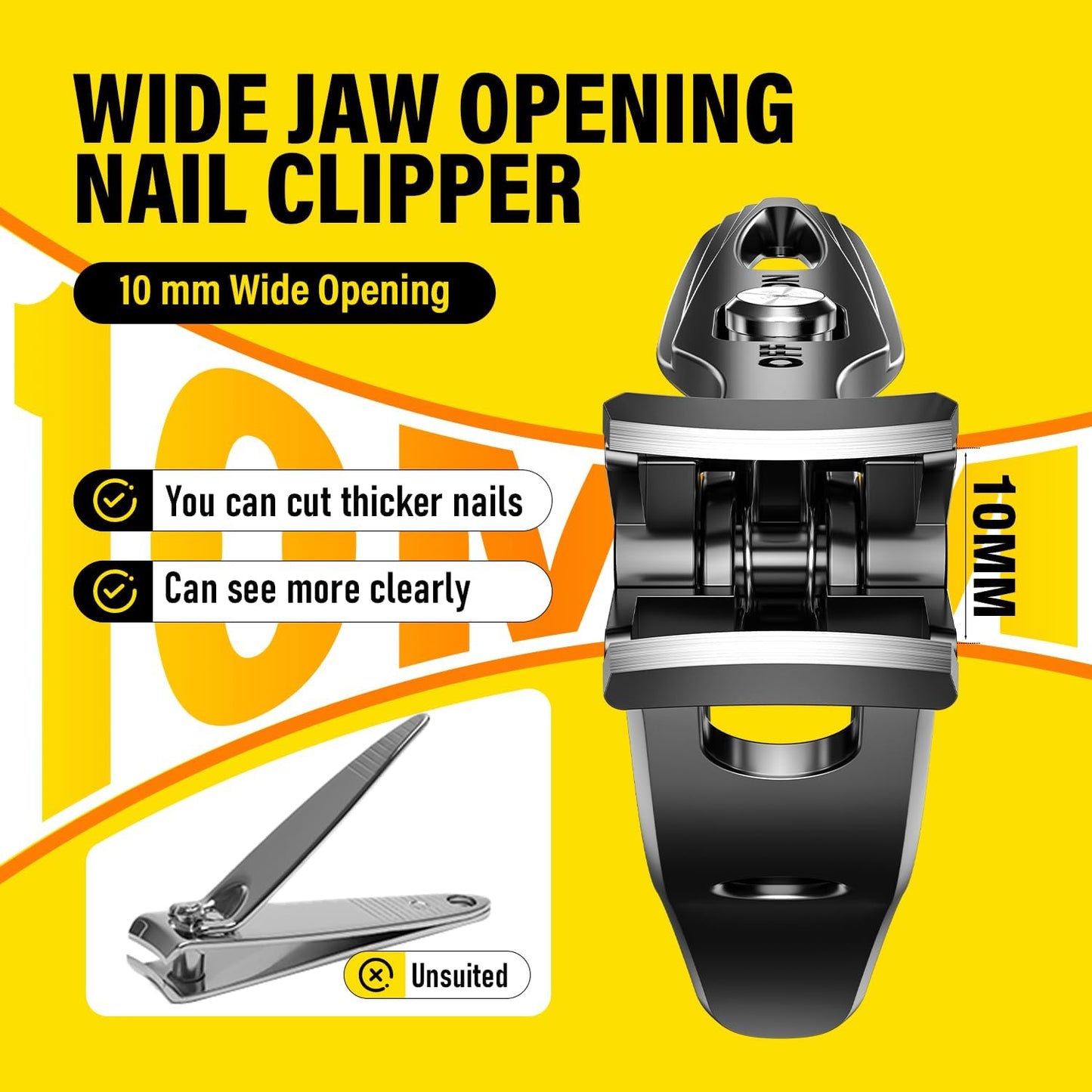 Ultra Wide Jaw Opening Nail Clippers Set, Extra Long Handle Toenail Clippers for Seniors Thick Toenails, Heavy Duty Large Clippers Cutter, Fingernail Clippers Gifts for Seniors, Men & Women Elderly