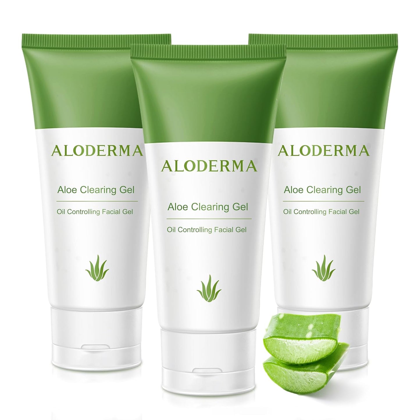 Aloderma Aloe Clearing Gel for Clear Complexion with 90% Organic AloeVera - Moisturizing, Oil Controlling Facial Lotion with Allantoin, Wintergreen Extract - Soothing, Calming Aloe Gel, 3btl x 2.8oz