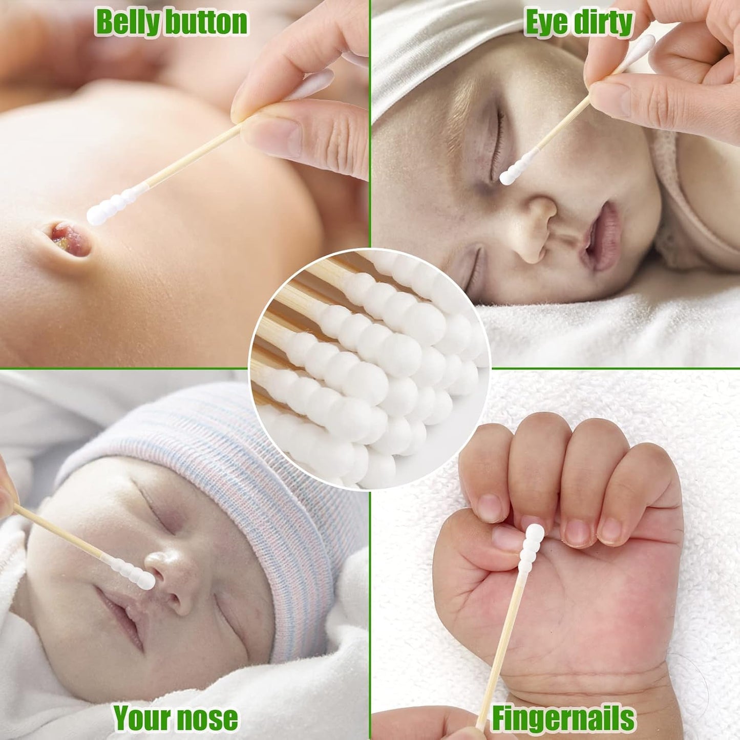 Bamboo Cotton Swabs 400 Count - Spiral&Round Double qTips Cotton Swabs, Organic Wooden Cotton Buds for Ears, Natural Bamboo Ear Sticks Q Tips for Cleaning, Makeup, Travel