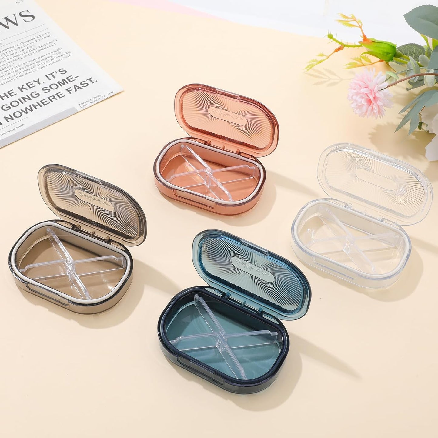 4 Pcs Qtip Holder Hair Tie organizer Small Container Portable Travel Qtips Case Cotton Swab Holder Flosser Dispenser 4 Soft Colors 3.94 x 2.76 Inch