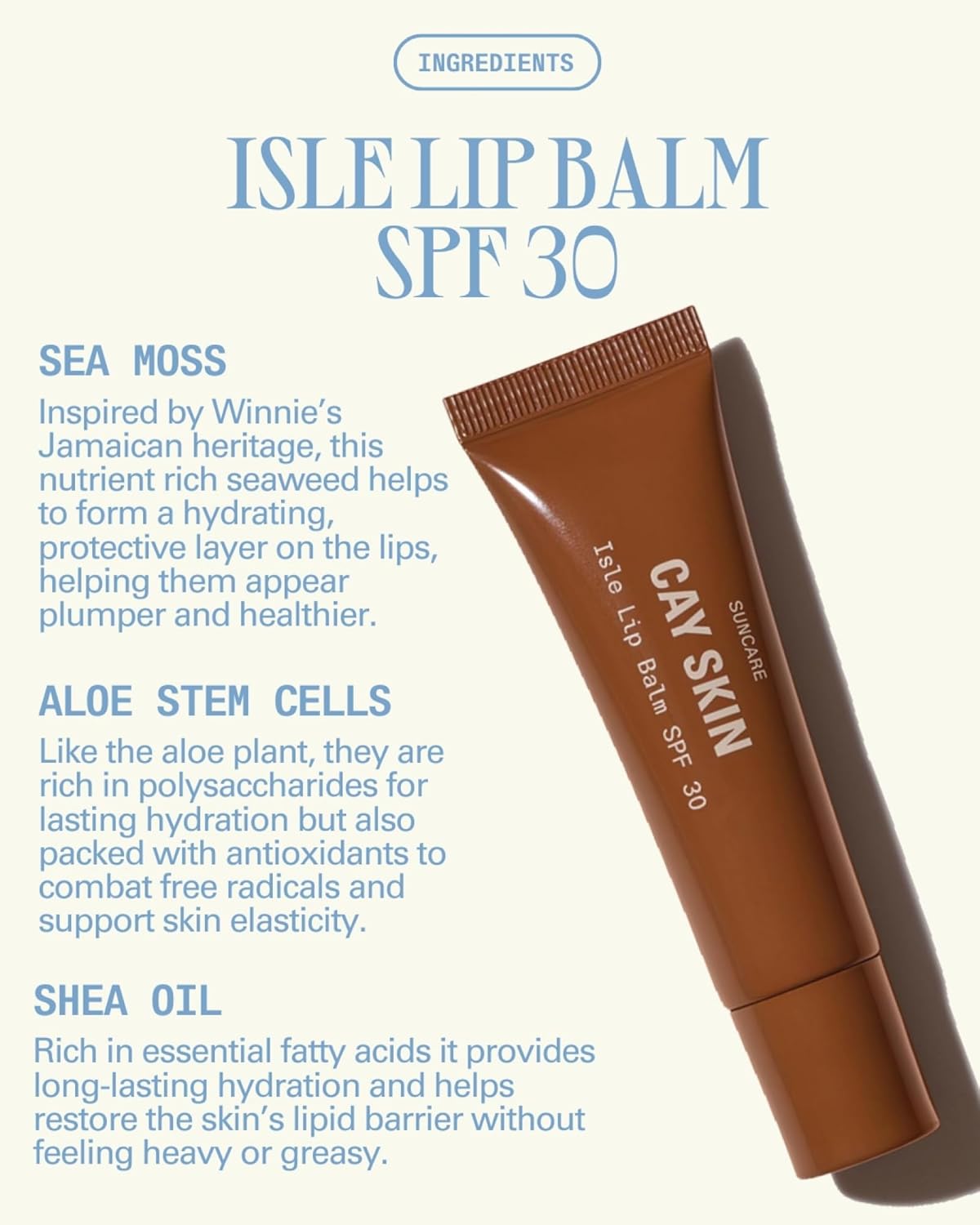 Cay Skin Isle Lip Balm SPF 30 – High Shine, Hydrating + Sheer Lip Gloss in Vanilla Brown Sugar Flavor – Formulated with Natural Ingredients for All Skin Tones – 3-Pack, Rose, Berry, Clear, 1.05 oz