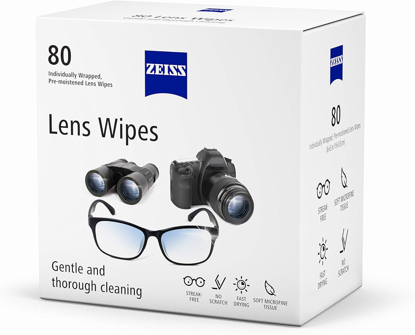 ZEISS Pre-Moistened Lens Cleaning Wipes, 80 Count