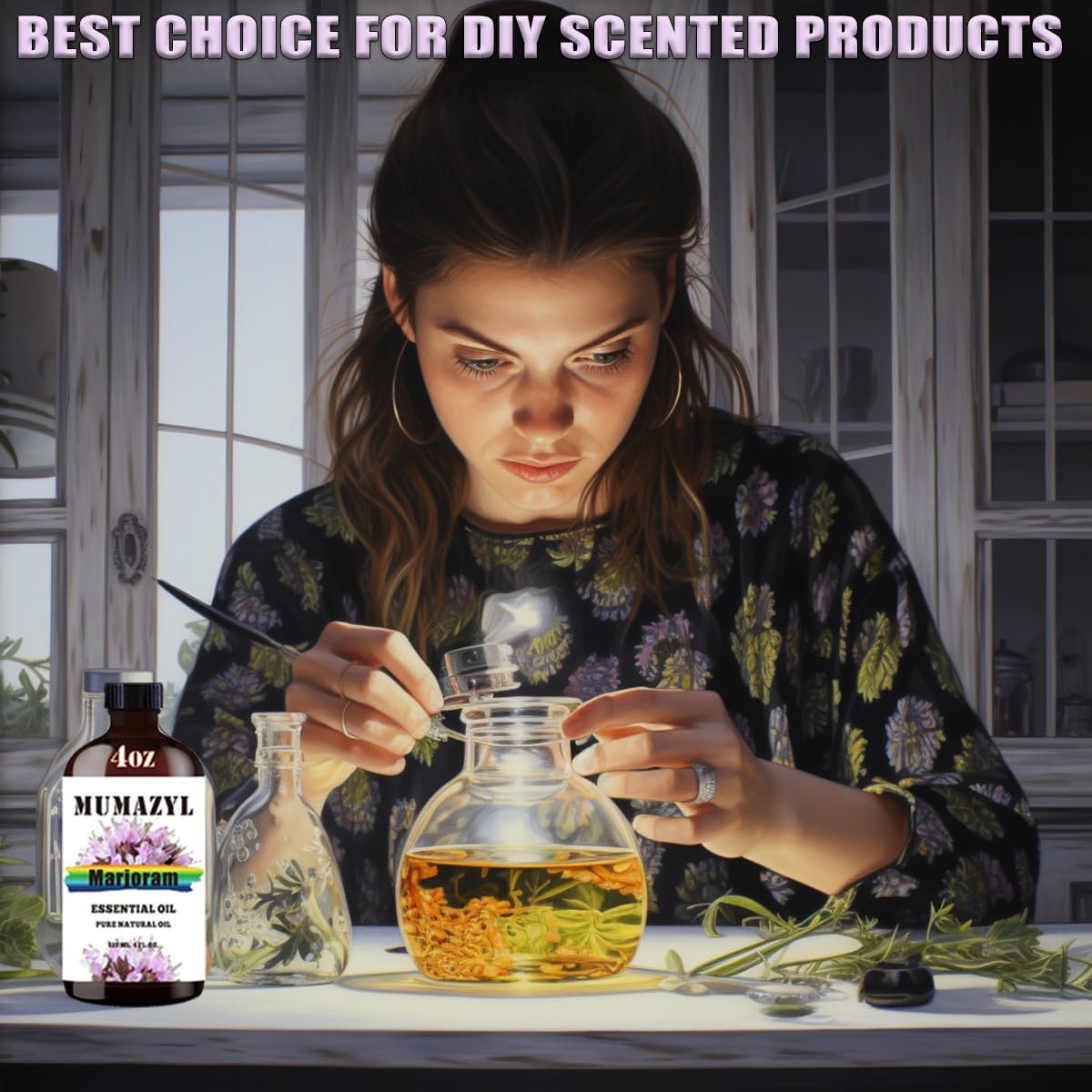 Marjoram Essential Oil, Marjoram Oil 4 Fl Oz 120ML for Diffuser Humidifier Yoga Cleaning DIY Candle Soap Making Essential Oils