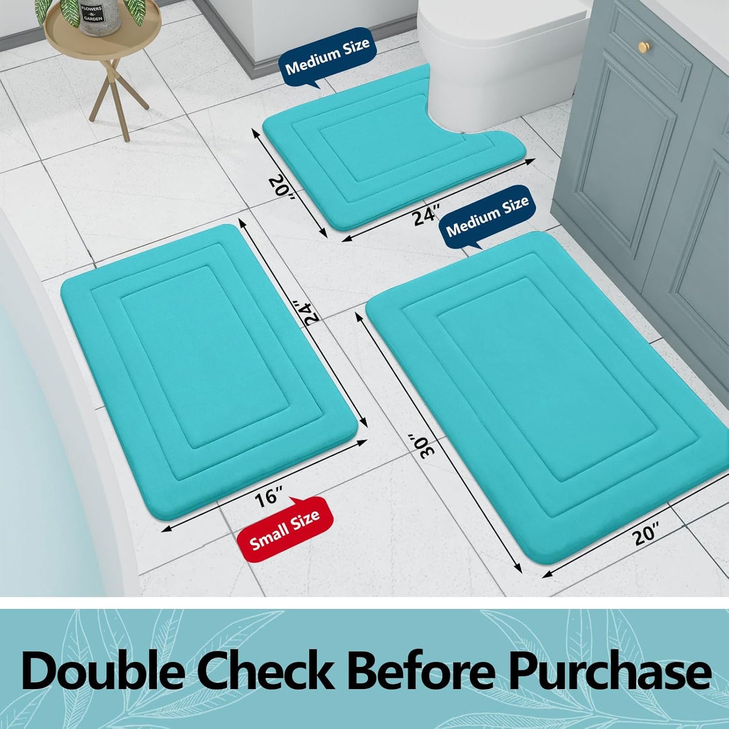 Arotive Memory Foam Bathroom Rug Mat 59x24, Ultra Soft and Absorbent Bath Mat, Machine Wash Dry, Comfortable Bath Rug Carpet for Bathroom Floor, Tub and Shower, Teal