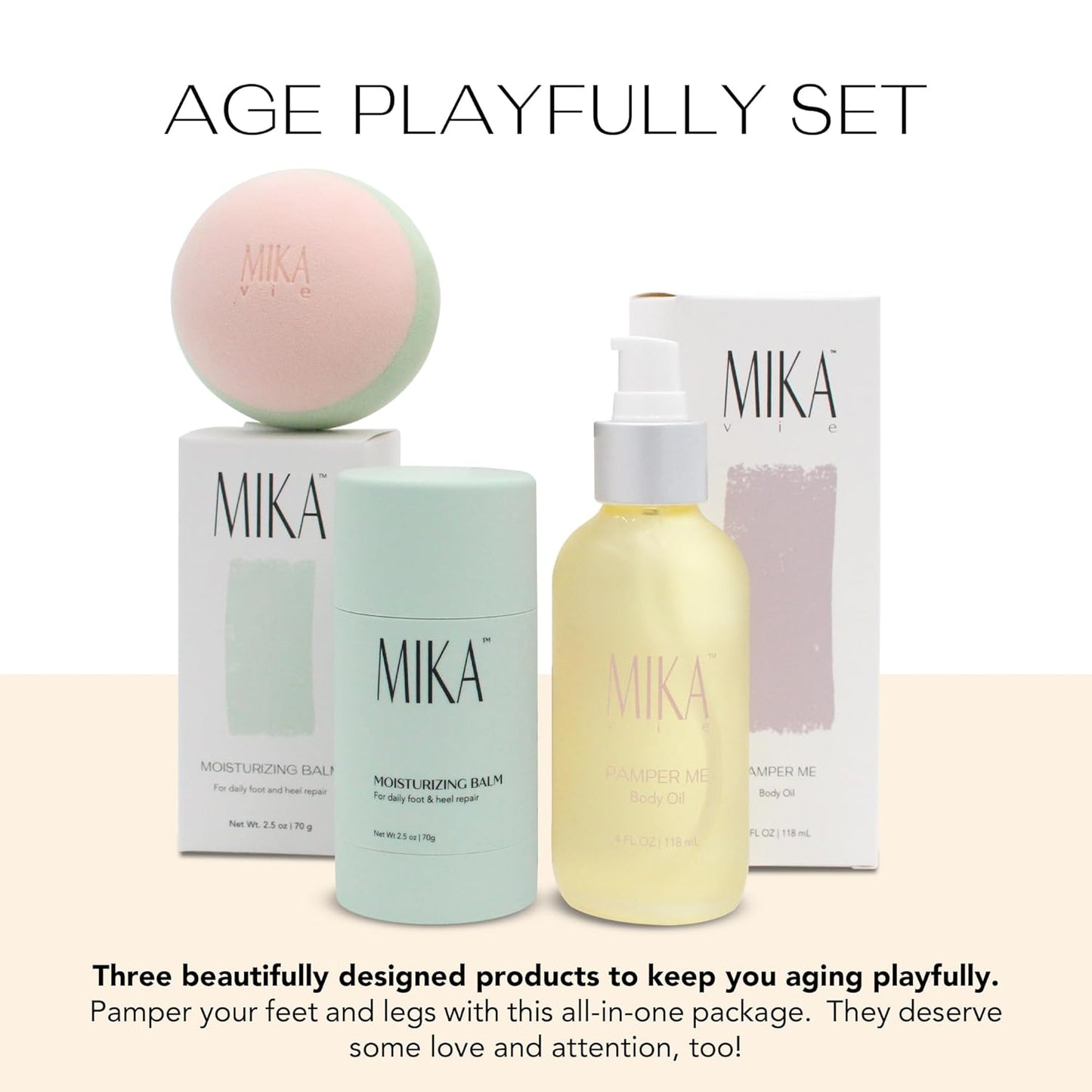 Pamper Me Luxury Bundle Body Oil Foot Balm Massage Ball | 3-Piece Beauty Kit with Organic Body Oil for Dry Skin Foot Balm for Dry Cracked Feet and Massage Ball | Clean Beauty, Vegan and Paraben Free