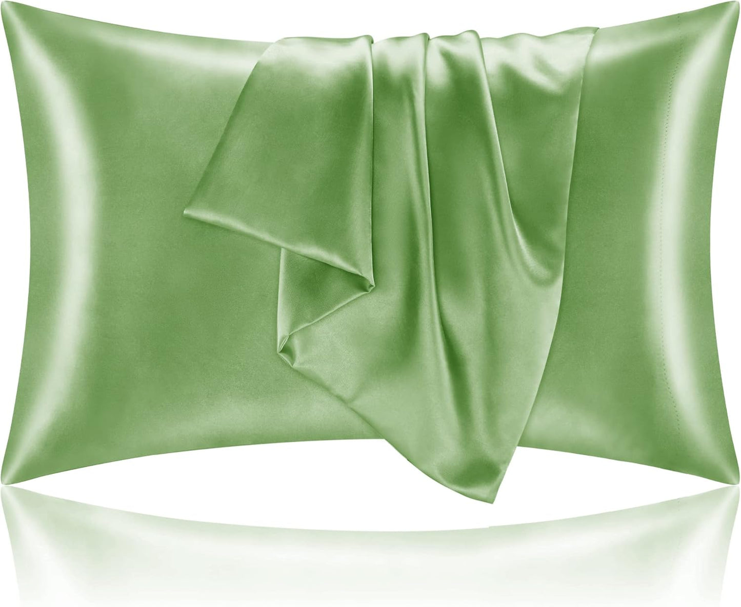BEDELITE Satin Pillowcase for Hair and Skin, Super Soft and Cooling Similar to Silk Pillow Cases 2 Pack with Envelope Closure, Gift for Women Men(20"x40" King Size, Sage Green)