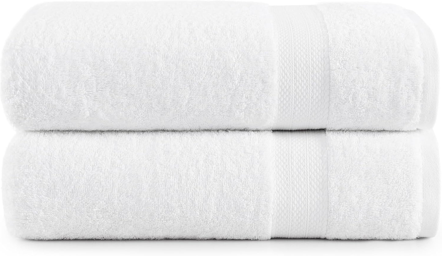 LANE LINEN 100% Cotton 2 Pack Bath Sheets (35"x66") - Ring Spun Cotton - Extra Large Bath Towels Set - Quick Drying, Soft & Absorbent Oversized Bathroom Towel Sets - Hotel Quality - White Towels