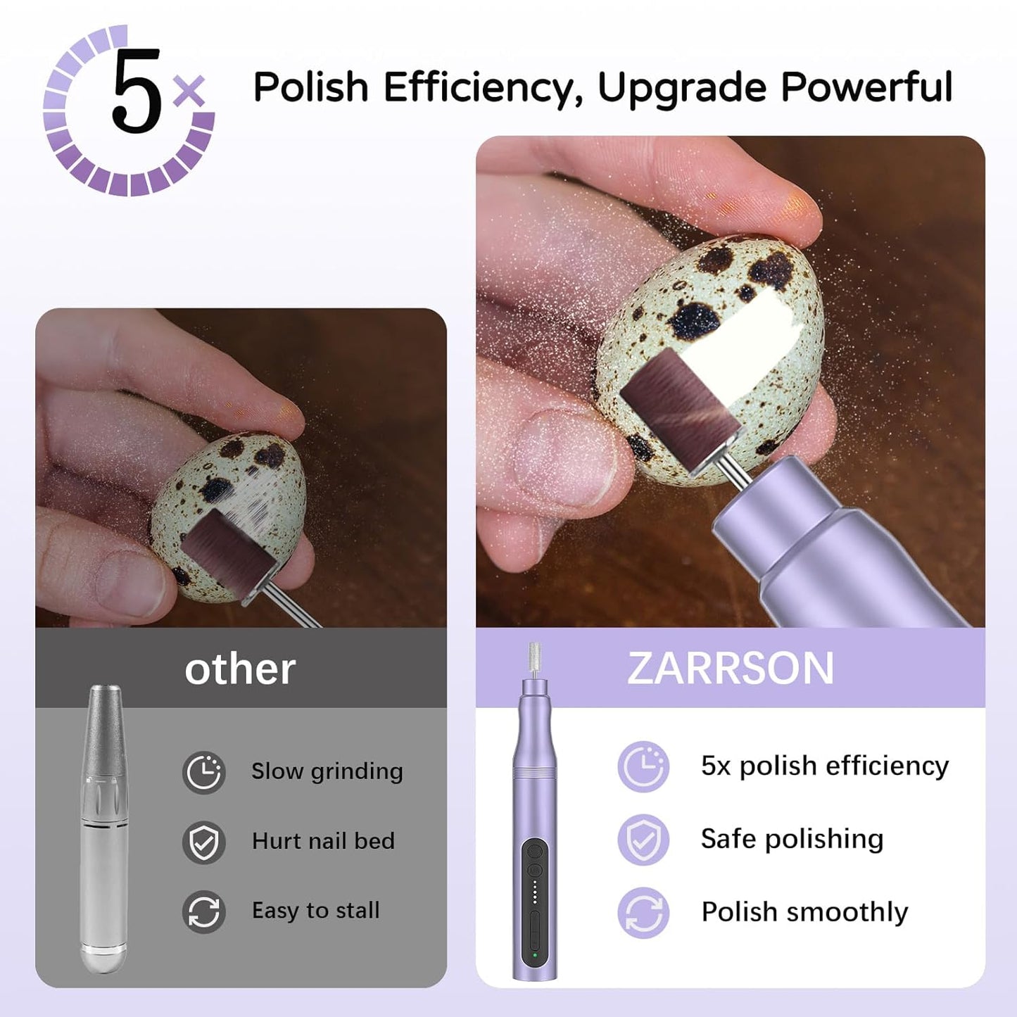 Electric Nail Drill Set, Cordless Electric Nail File Set Rechargeable, 5 Speed Portable Nail Drill Machine for Thick Nail Toenail Cuticle, Hand Feet Trimmer Buffer for Women Men Baby Pets