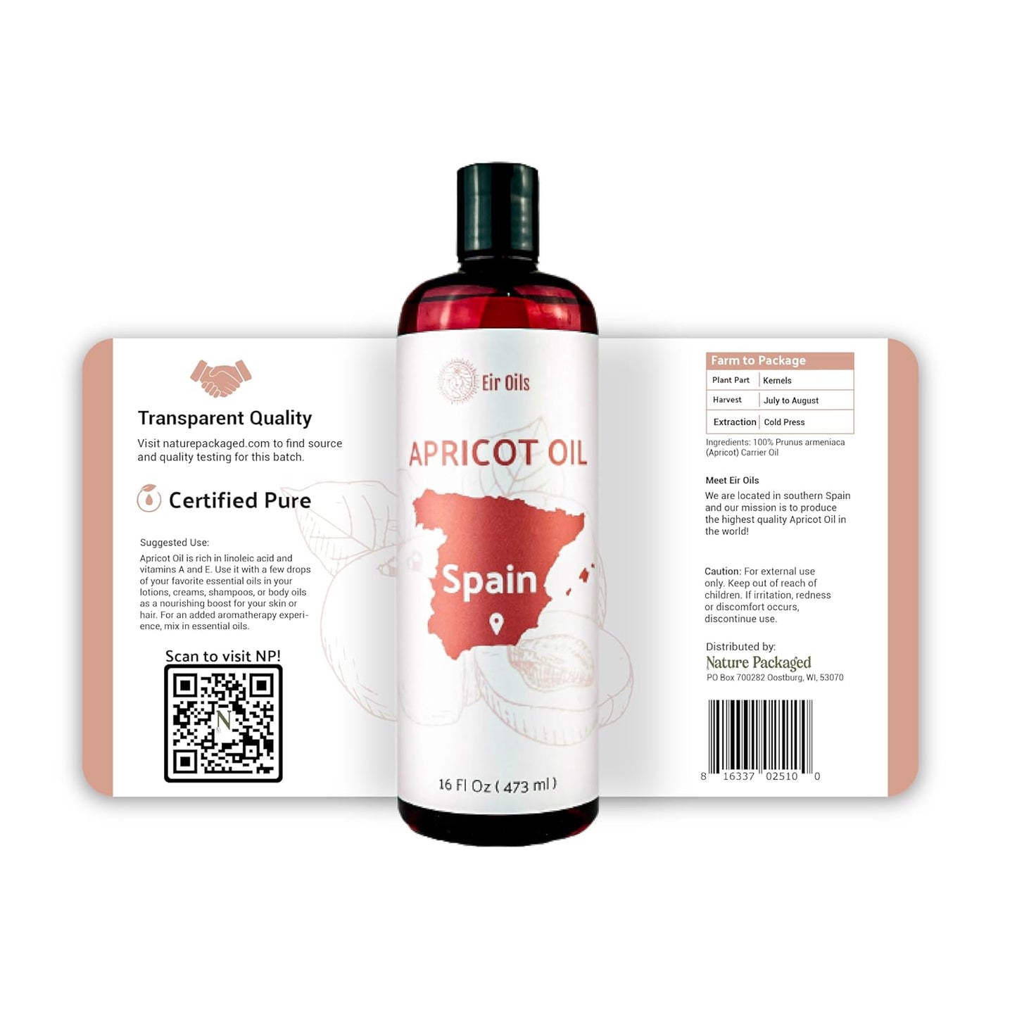 Nature Packaged Apricot Kernel Oil - Direct from Spain and Turkey - 100% Pure Carrier Oil for Hair, Face, and Skin - Cold-Pressed Carrier Oils (4 Gallons)