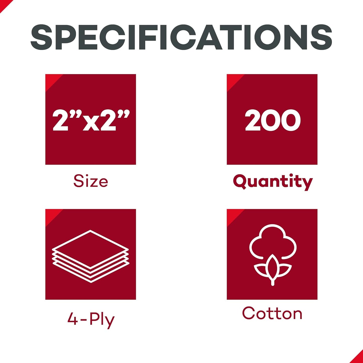 Dealmed Premium Non-Woven Sponges – 2" x 2" 4-Ply Non-Woven Gauze Pads, 25 Pouches, 2 Per Pouch (Pack of 4), Absorbent Gauze Sponges, Wound Care Product for First Aid Kits and Medical Facilities