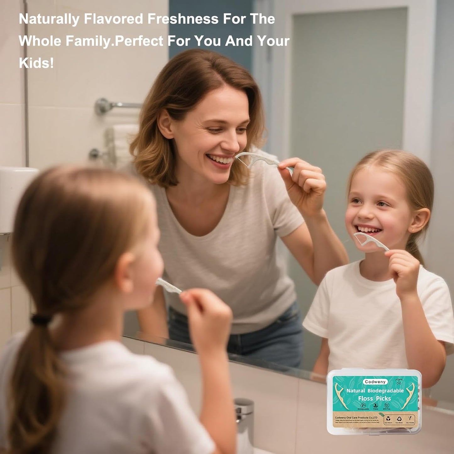 Wheat Straw Biodegradable Dental Floss Picks,200 Counts Natural Handle Tooth Flossers Sticks Oral Care,Keep Clean with 4 Travel Handy Cases