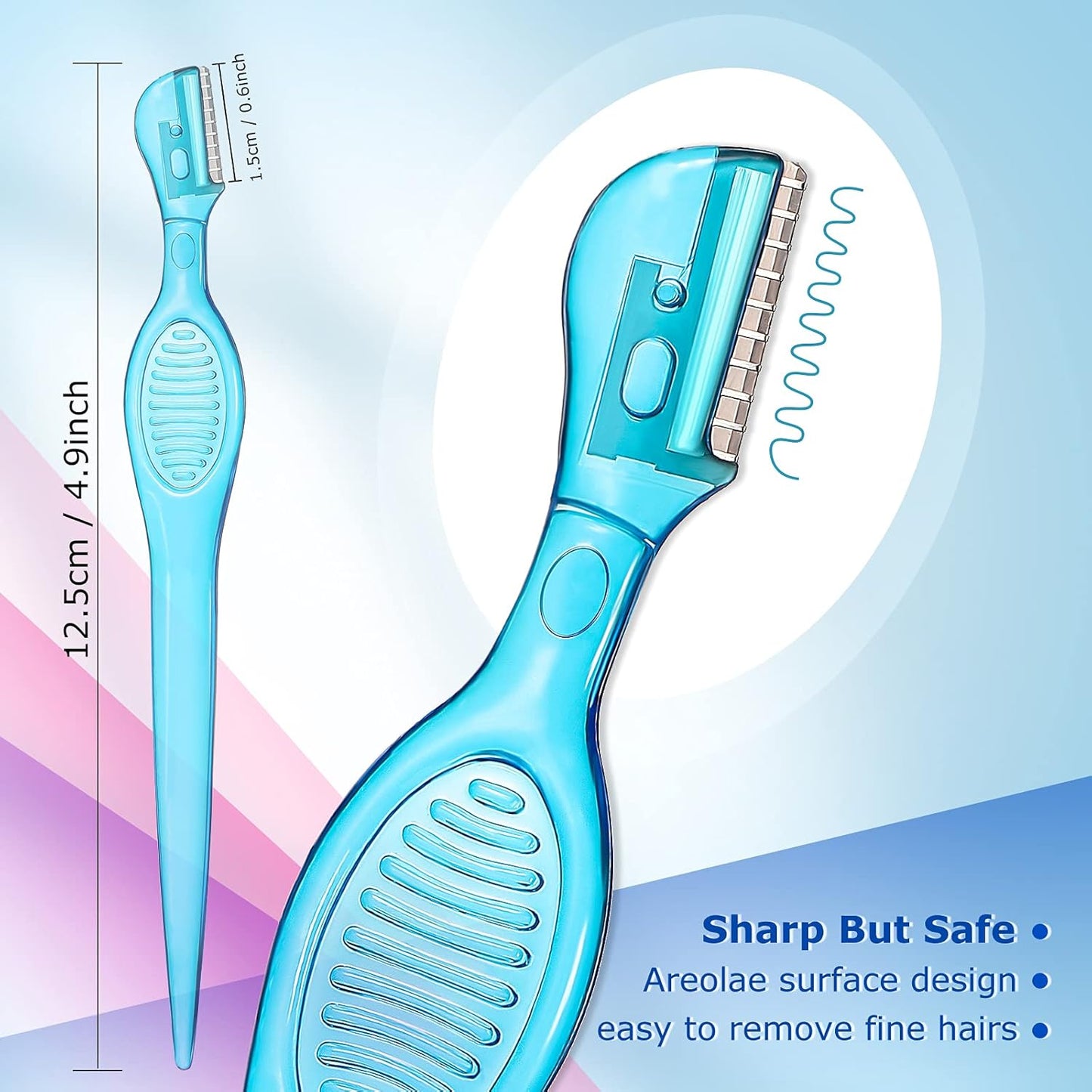 Honoson 8 Pcs Eyebrow Razor for Women Small Face Razors Shaver Trimmer Facial Hair Removal Eyebrow Shaper with Stainless Steel Blade Safety Cover for Peach Fuzz Lip Dermaplaning Tool, 4 Colors