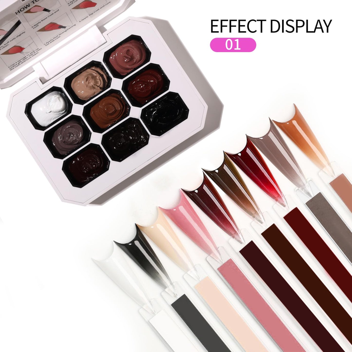 9 Colors Set Ombre Gel Nail Polish,Ombre Paint Nail Gel for Nails with 100Pcs Nail Sponges for 3D Nail Art in Salon or Home Use(omber-01)