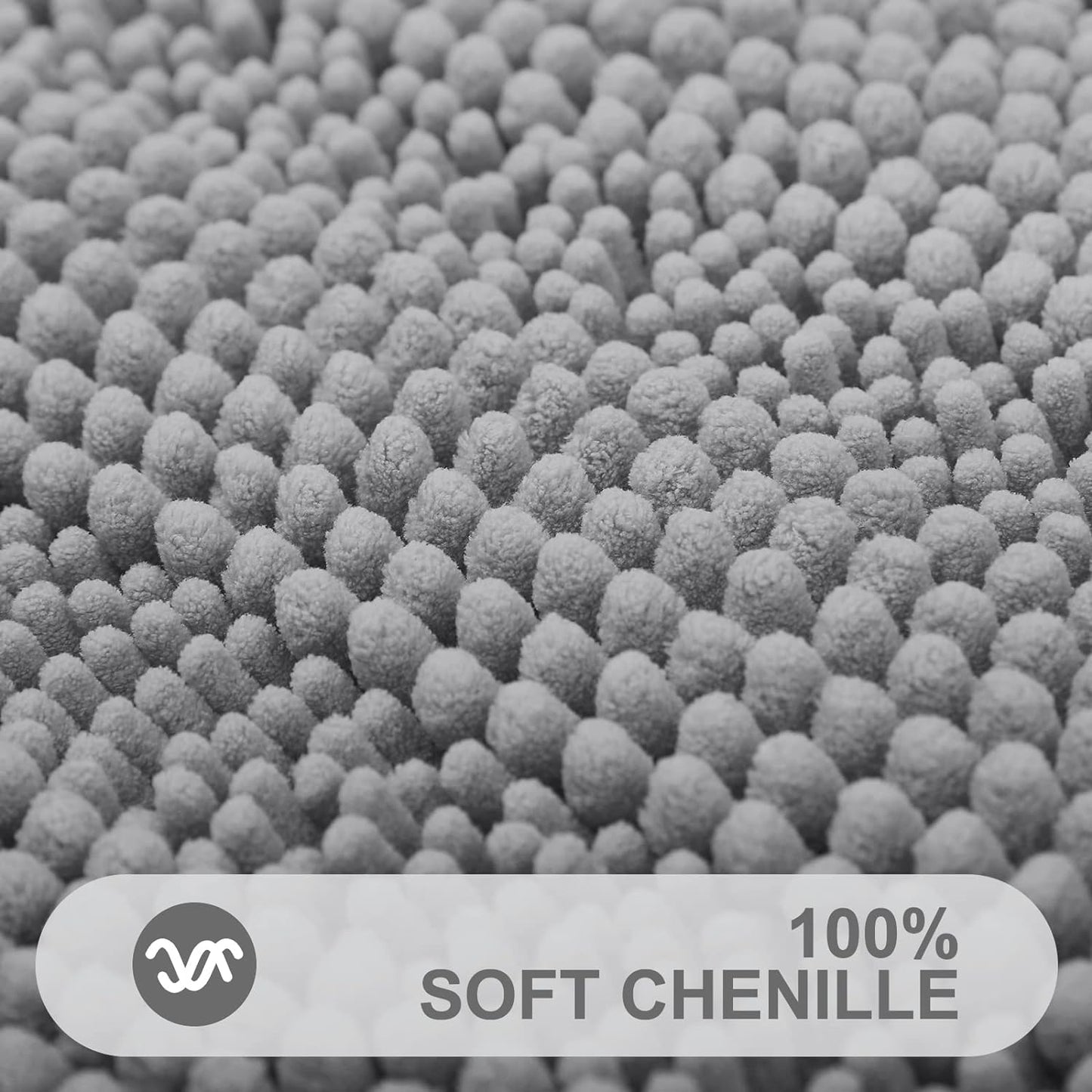 Grandaily Chenille Striped Bathroom Rugs 47x24, Extra Thick and Absorbent Bath Mats, Non-Slip Soft Plush Shaggy Shower Carpet, Machine Wash Dry, Bath Rug for Bathroom, Dark Gray