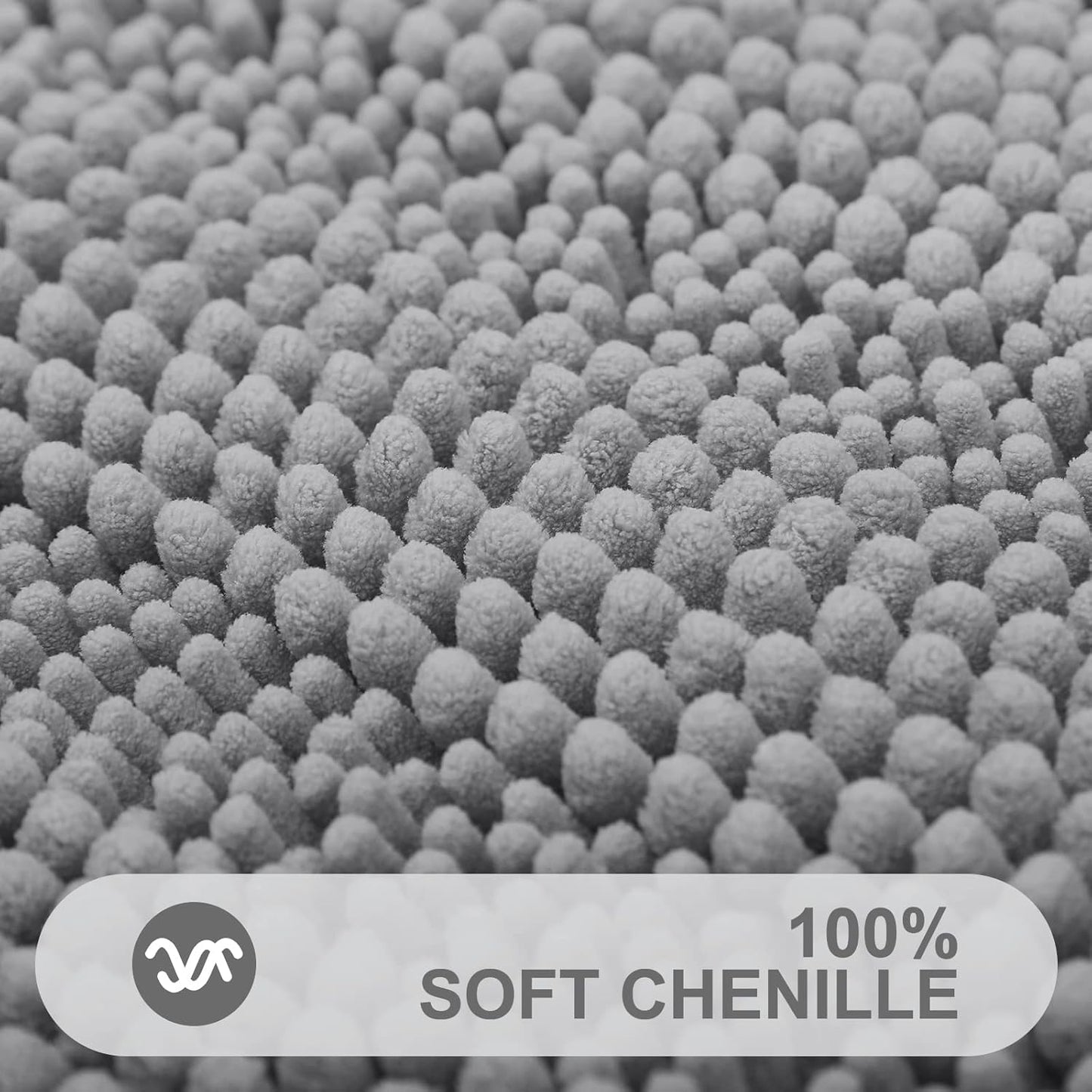 Grandaily Chenille Striped Bathroom Rugs 24x16, Extra Thick and Absorbent Bath Mats, Non-Slip Soft Plush Shaggy Shower Carpet, Machine Wash Dry, Bath Rug for Bathroom, (Small, Dark Gray)