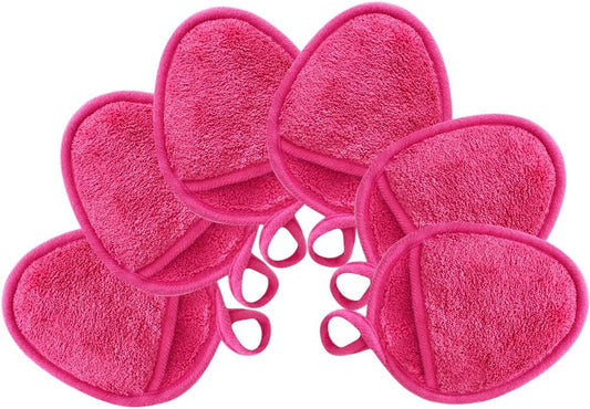 Reusable Makeup Remover Pads Soft Makeup Remover Cloths Washable Facial Makeup Cleansing Pads for Face,Lip,Eyes Pink 6PCS