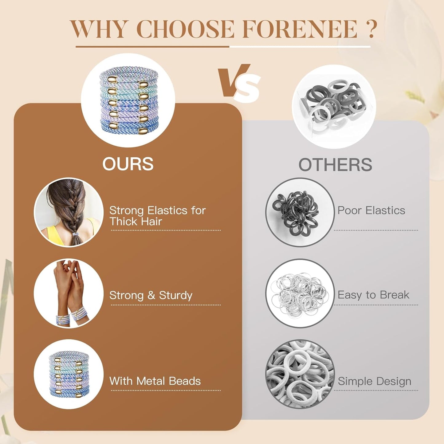 Hair Ties No Damage - 10PCS Ponytail Holders - Elastic Hair Ties for Thick Hair - Braided Hair Bands for Women Girls's Hair - Blue Sky