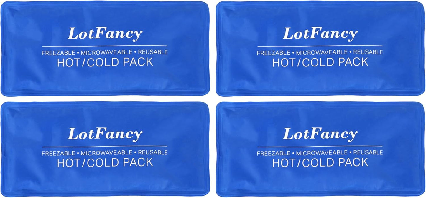 LotFancy Ice Pack for Injuries, 4 Reusable Hot Cold Packs for Therapy, Cooling or Heating Gel Pad for First Aid, Back, Shoulder, Neck, Head, Feet Pain Relief, 10.5 x 5 Inches