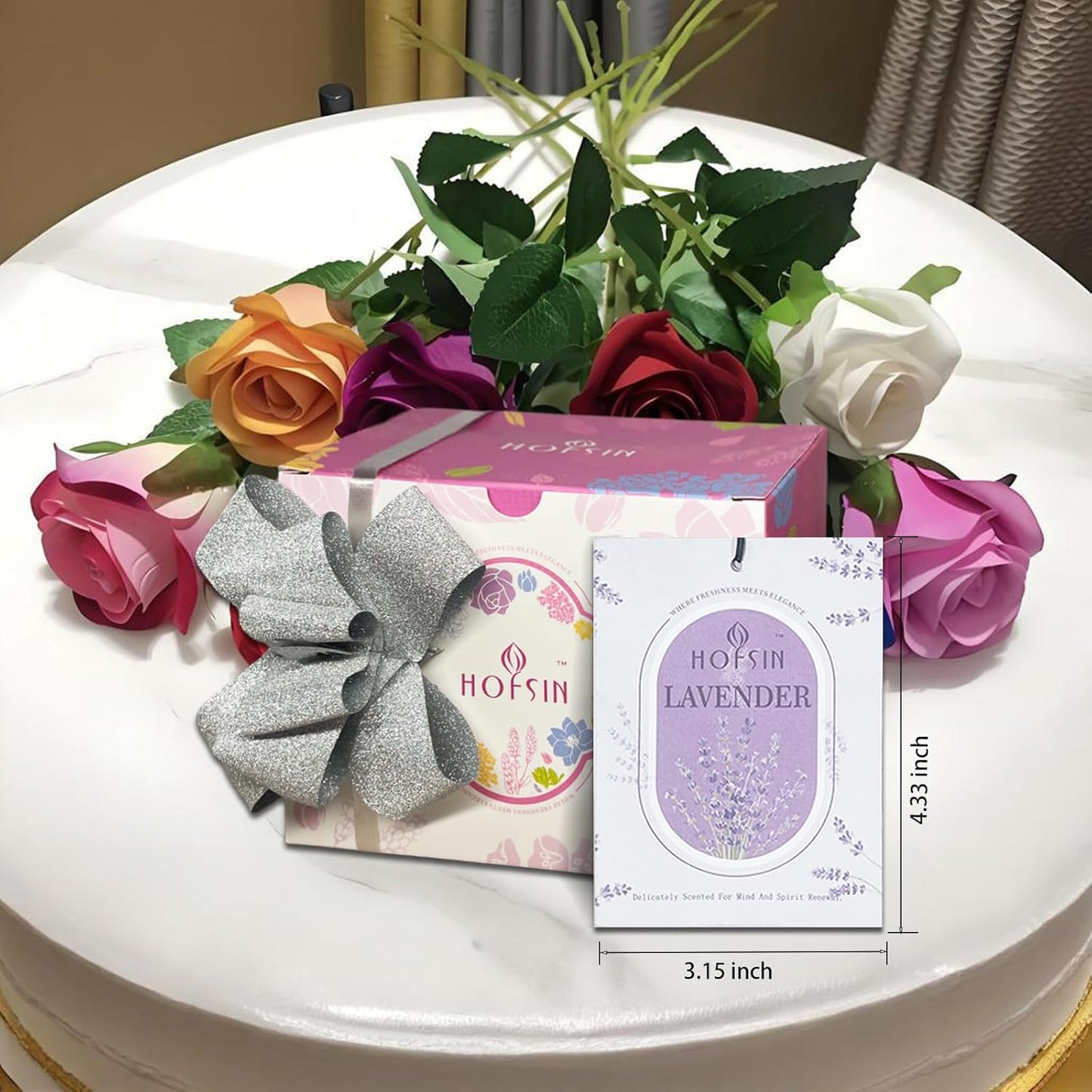 HOFSIN 12Pack Lavender Sachets with Hanging Strings,Long Lasting,Scented Paper Bags,Air Freshener Deodorizer for Closet and Drawer,Home Fragrance for Wardrobe,Car(Lavender)