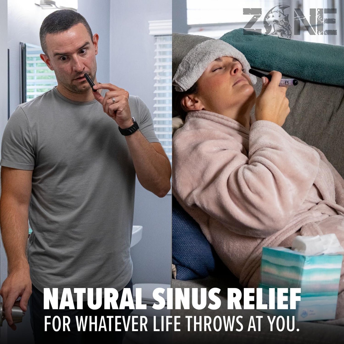 Zone Essential Oil Nasal Inhaler – Sinus Relief, Stress & Anxiety Support, Relaxation Aid – Natural Aromatherapy Stick – Made in USA (Peppermint, Spearmint, Lavender 3-Pack)