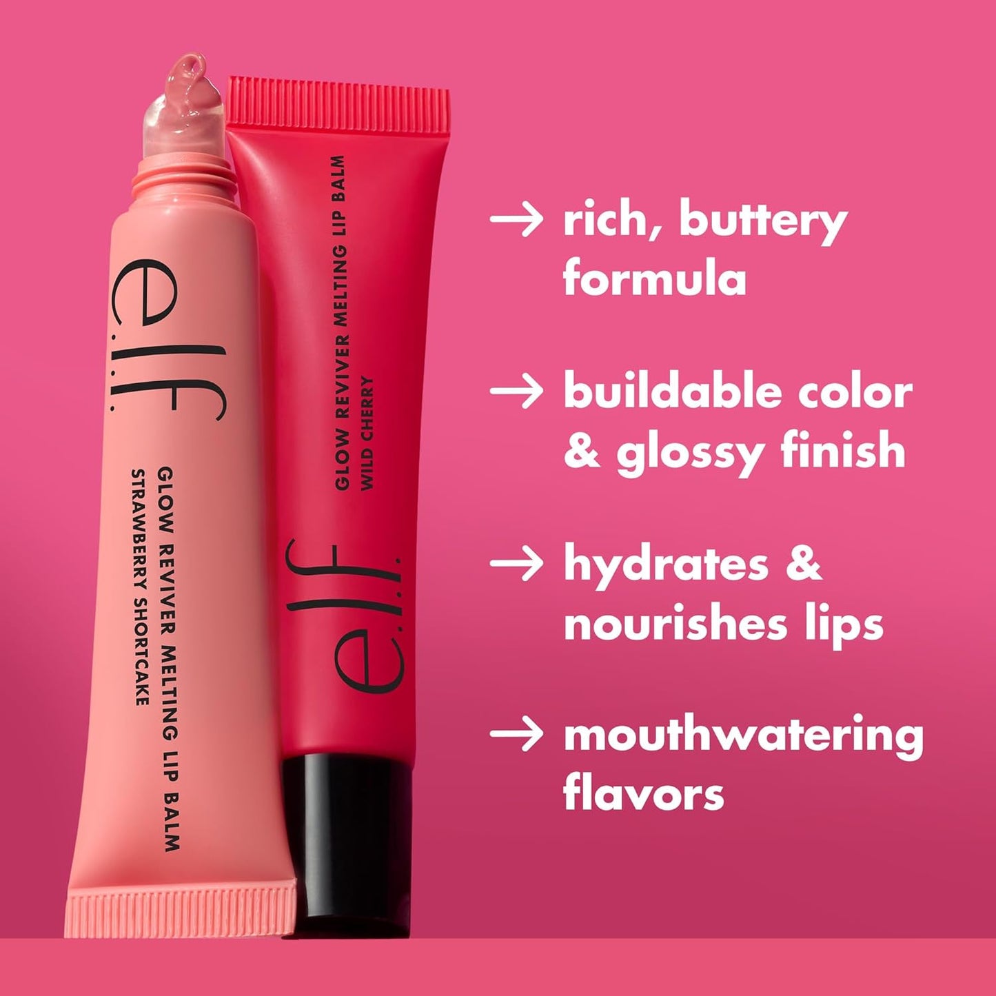 e.l.f. Glow Reviver Melting Lip Balm, Hydrating Tinted Lip Balm For A Glossy Finish & Soft, Supple Lips, Vegan & Cruelty-Free, Cotton Candy Crush