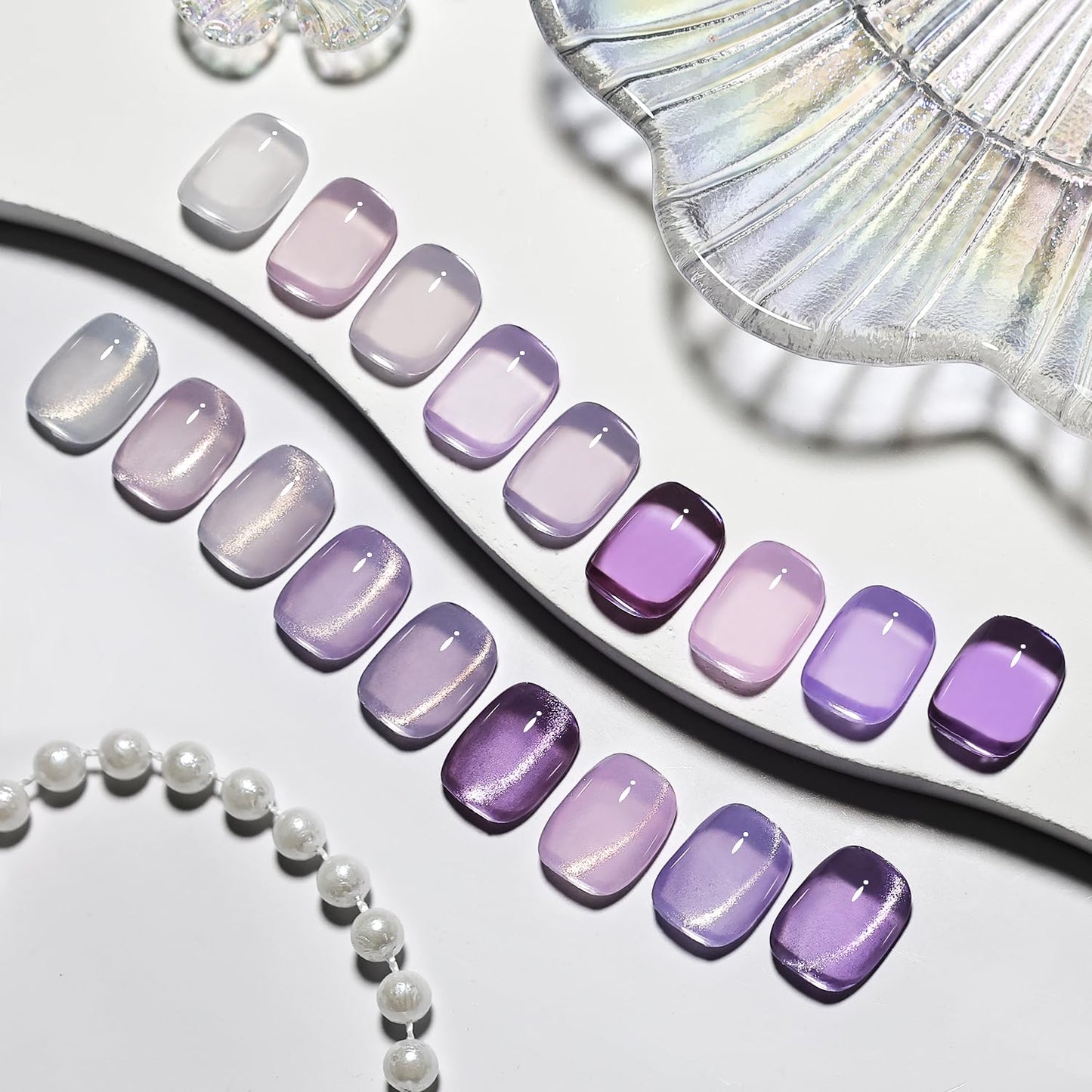 JODSONE 9 PCS Purple Jelly Colors Gel Set Base Coat Top Coat Elegant and Sweet Nail Art Gift DIY at Home