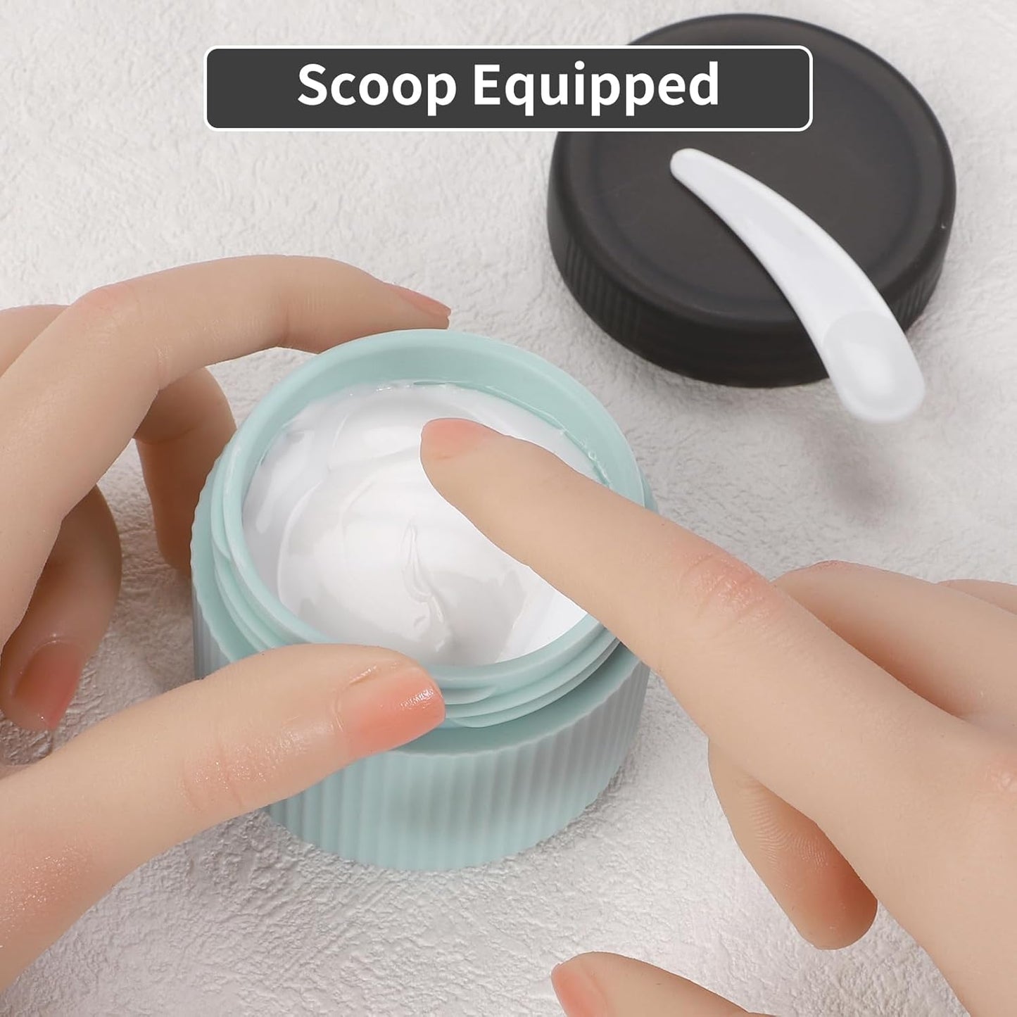 ME.FAN Travel Containers for Toiletries, TSA Approved 2 oz Silicone Cream Jars, Leak-proof Journey Containers, Trip Accessories with Lid for Cosmetic Face Hand Body Cream 4 Pack Black Lid Grey