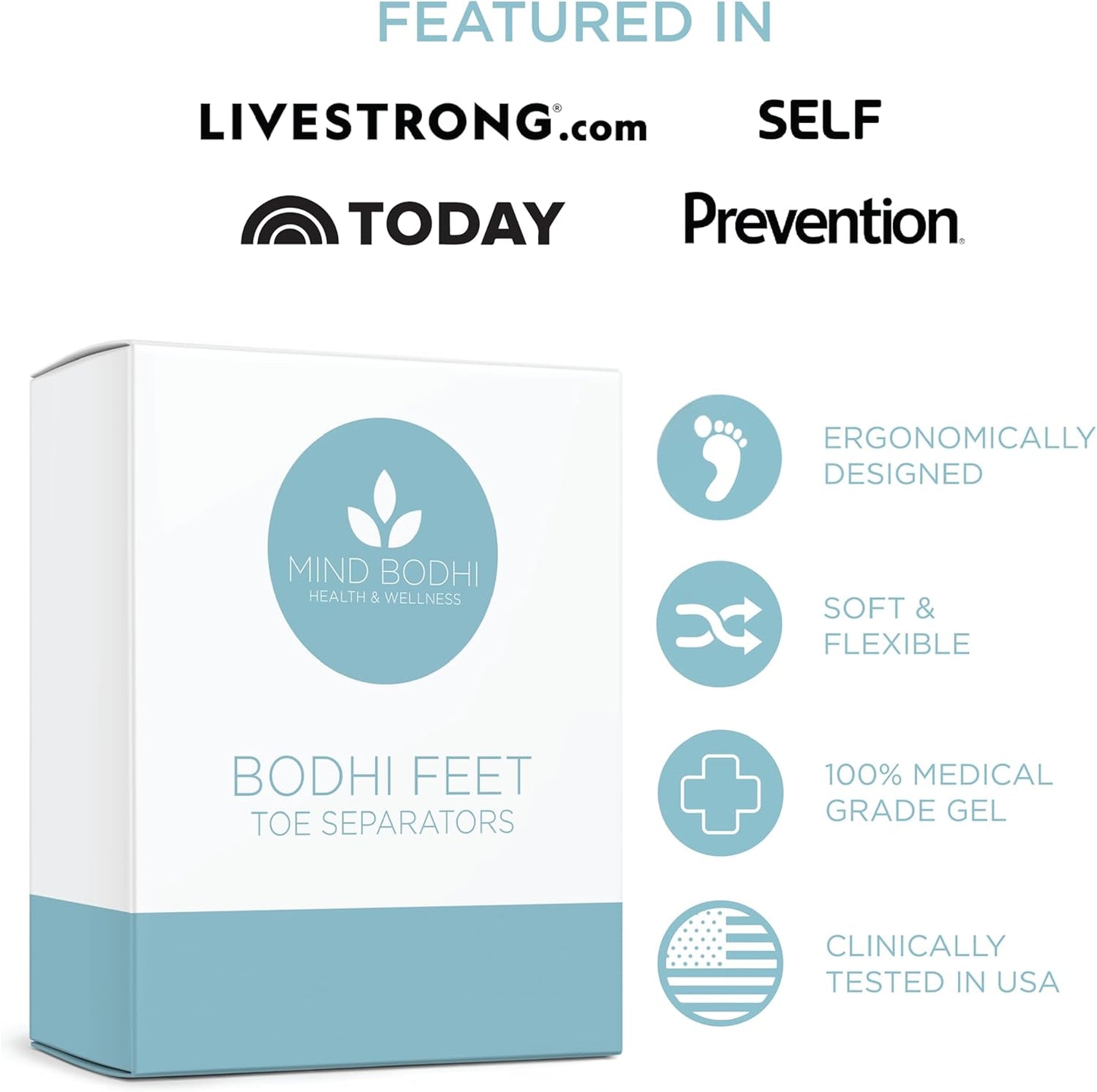 Mind Bodhi Toe Separators/Toe Spacers - For Men and Women - Correcting Bunions and Restoring Toes to Their Original Shape - Regular Size – White