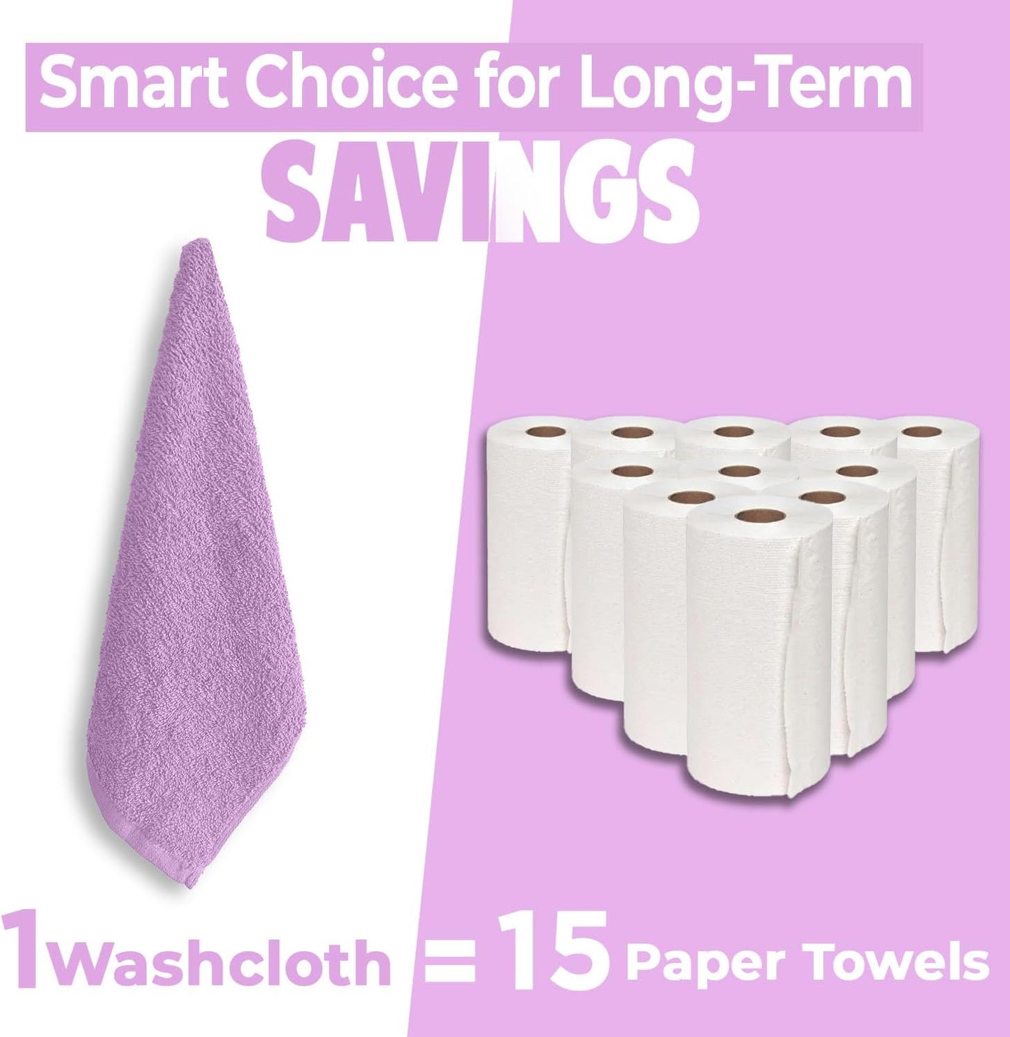 DAN RIVER 100% Cotton Wash Cloths 12 Pack [12x12] Soft & Absorbent face wash Cloth, Gym, Hotels & Spa Perfect for Everyday Use Fingertip Towels, Lavender