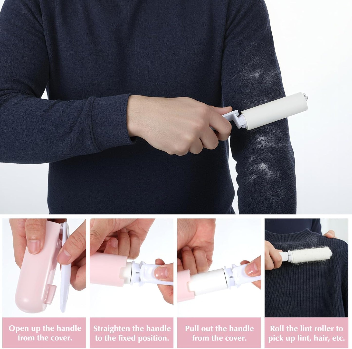 2Pcs Mini Lint Roller Travel Size Portable Lint Roller for Pet Hair Remover Pocket Travel Essentials for Clothes Reusable Purse Accessories Backpack Essentials (Pink Gray)