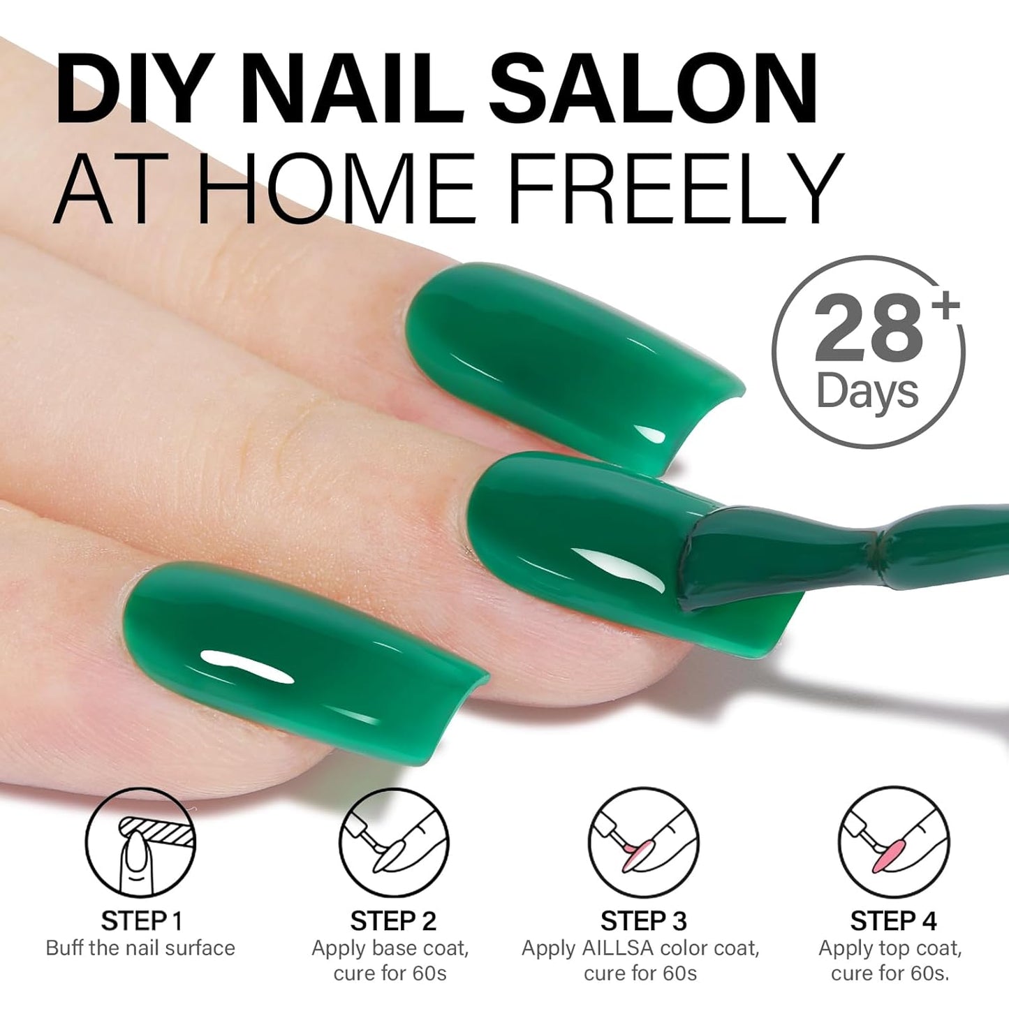 AILLSA Green Gel Nail Polish Shamrock Green Gel Polish Pine Spring Gels Long Lasting Bright Color Opaque Gel Polish Soak Off U V Gel Nail Saint Patrick's Day Gifts 0.51 Fl Oz/GF08