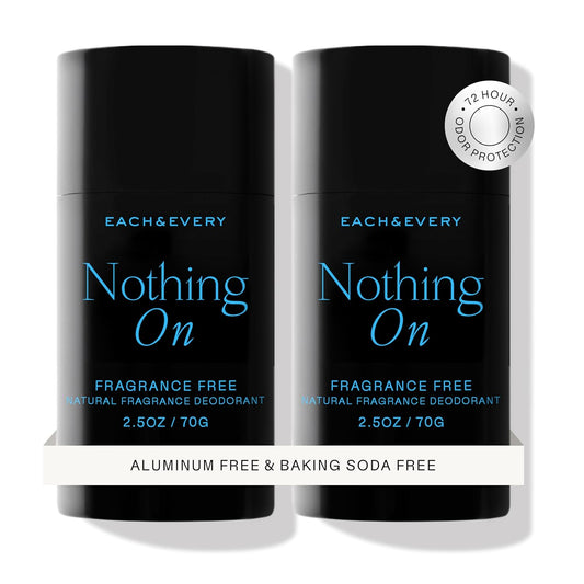 Each & Every Aluminum Free Deodorant for Men & Women, Unscented - Fragrance-Free All Natural Deodorant for Sensitive Skin, EWG Verified - Clean, Baking Soda-Free, Plant-Based Fragrance - 2.5oz, 2 Pack