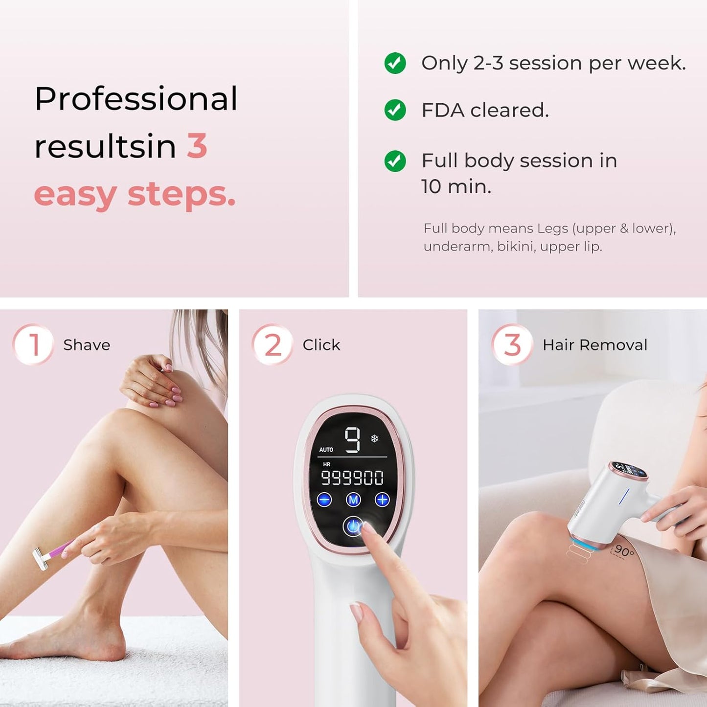 IPL Laser Hair Removal for Women and Men, 45°F Ice Cooling Laser Hair Removal Device for Face & Body, At-Home Painless Hair Remover with Long-Lasting Results, Smooth Skin Gift