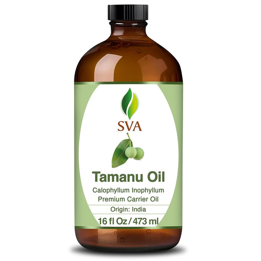 SVA Tamanu Seed Oil - 16 Fl Oz – 100% Natural Cold Pressed Tamanu Oil - for Face, Skin Care, Hair Care, Scalp Massage & Body Massage – Carrier Oil