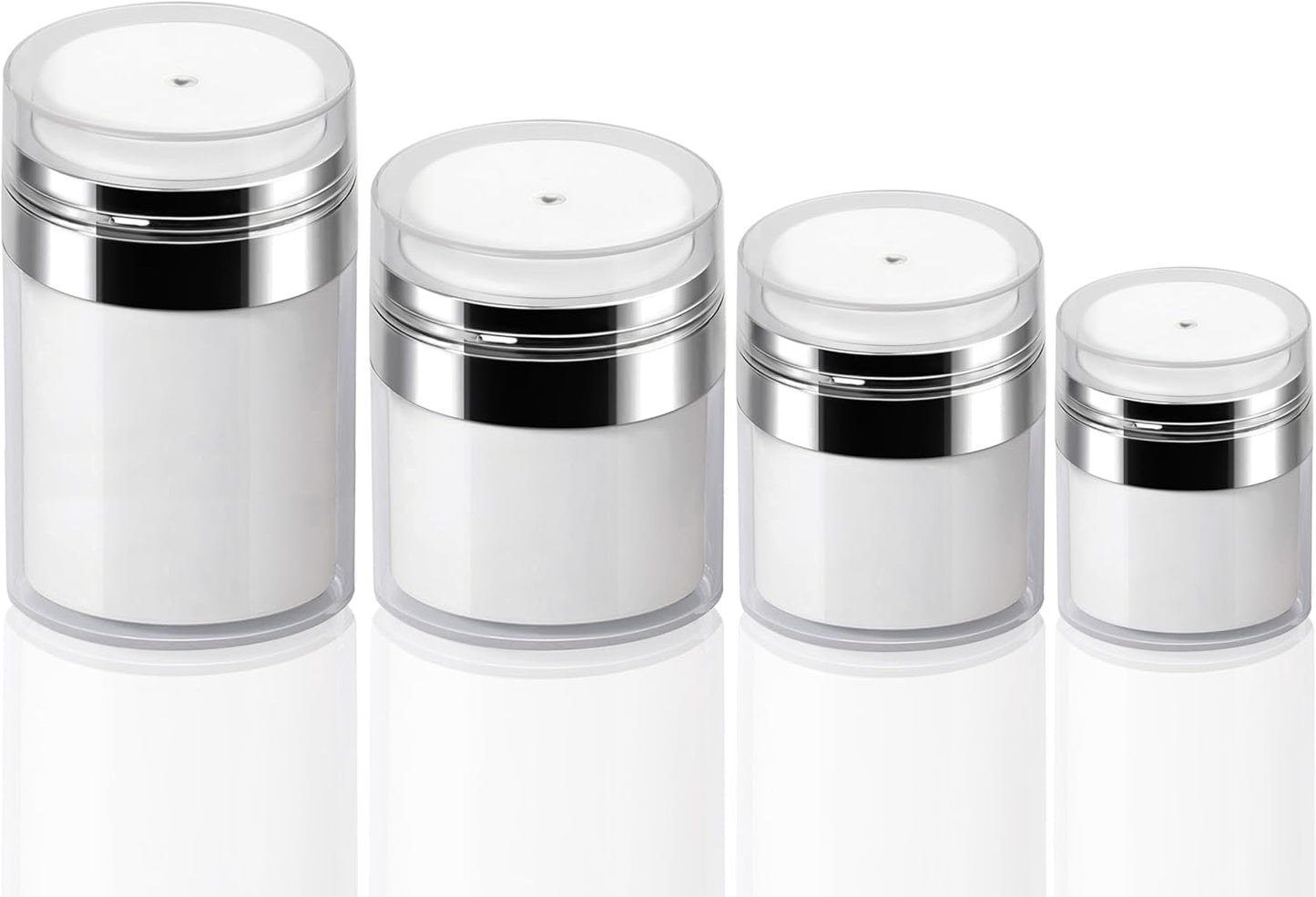 4Pack Airless Pump Jars Mixed(0.5oz+1.0oz+1.7oz+3.5oz) Lotion Dispenser Bottle with Pump, Moisturizer Travel Containers for Skincare Face Makeup