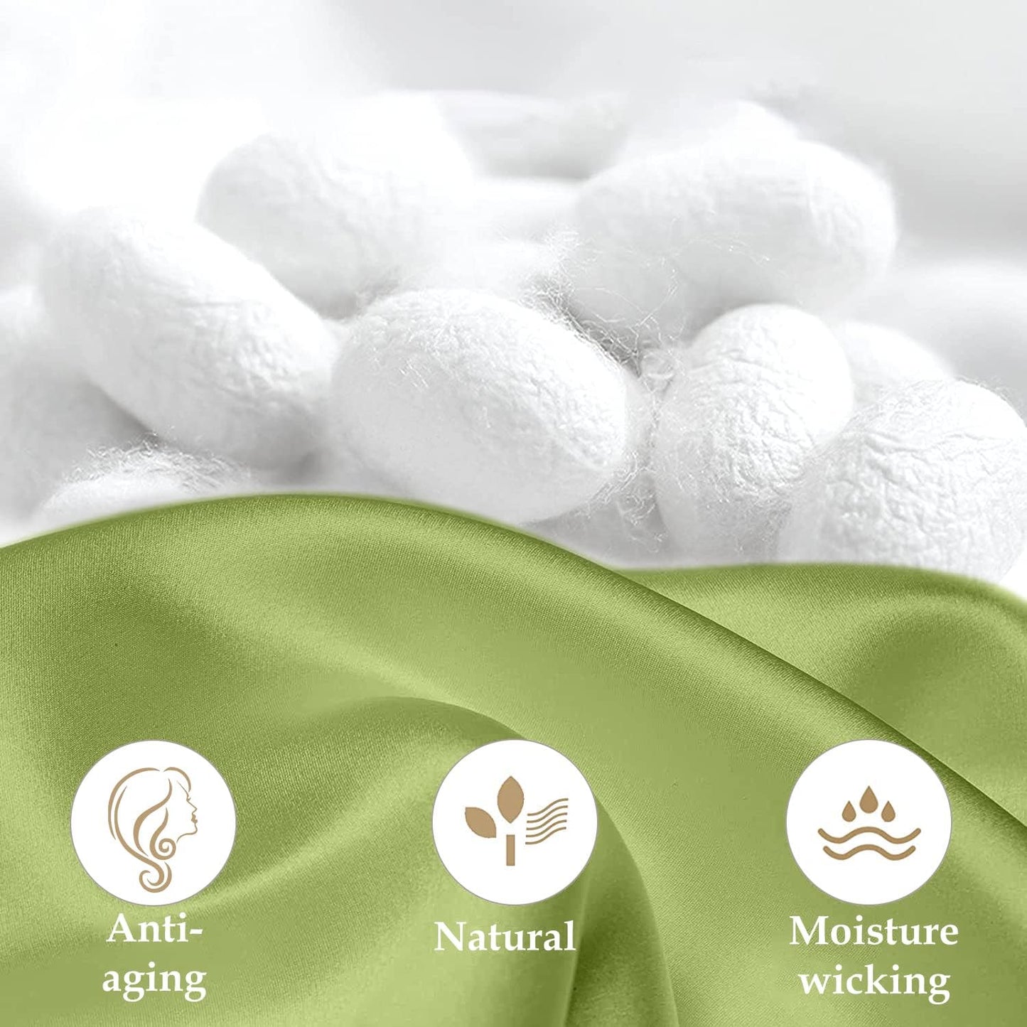 INSSL Silk Pillowcase for Women, Mulberry Silk Pillowcase for Hair and Skin and Stay Comfortable and Breathable During Sleep(Tea Green,King)