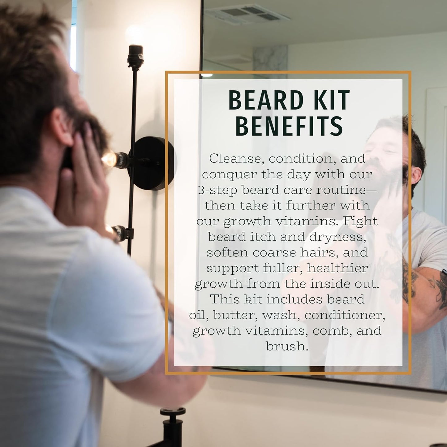 Live Bearded Total Beardsman Kit - Complete Beard Growth Kit for Men - Beard Oil, Butter, Wash, Conditioner, Vitamins, Comb, Brush | Tombstone - Sweet Tobacco, Cedar