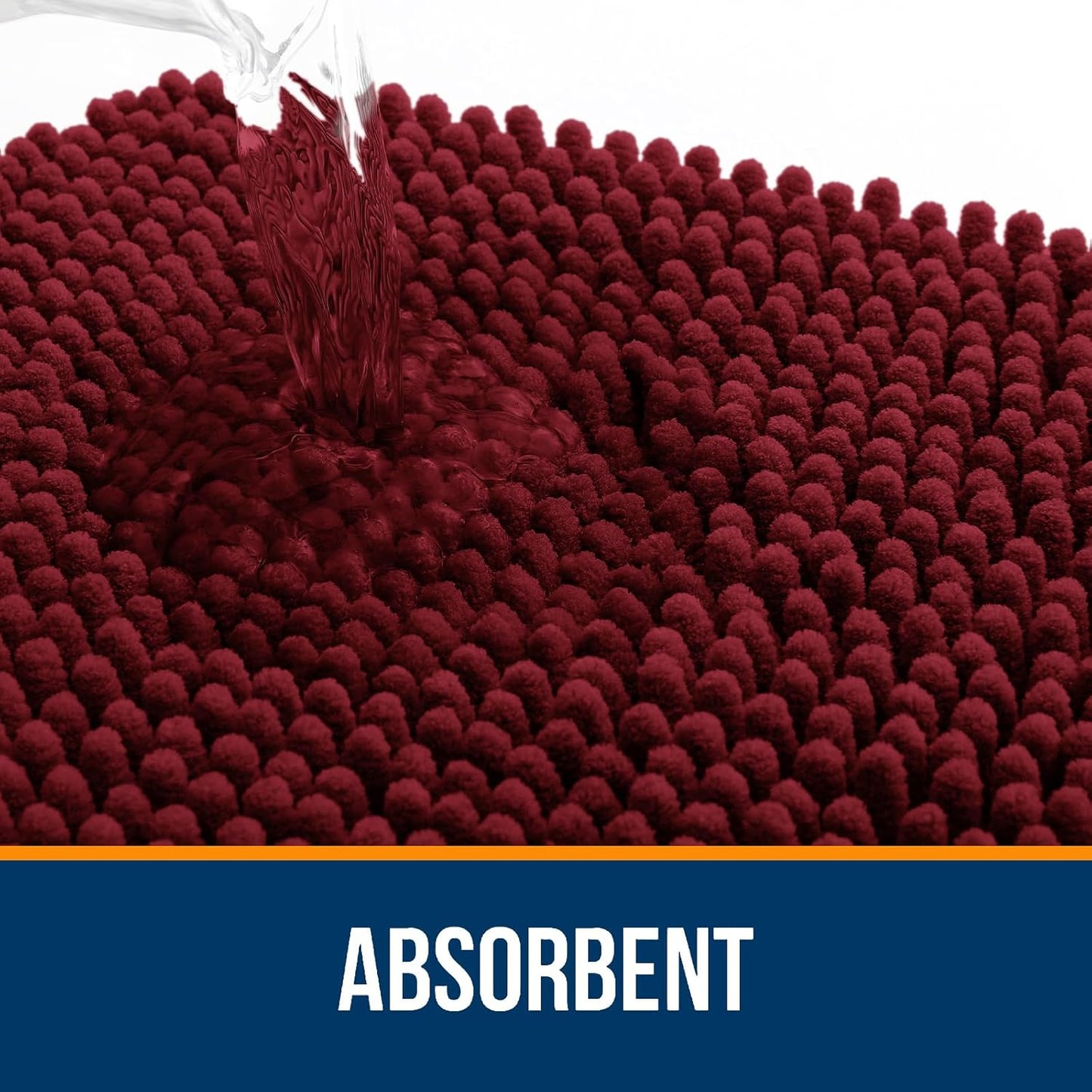 OLANLY Bathroom Rugs 47x24, Extra Soft Absorbent Chenille Bath Rugs, Rubber Backing Quick Dry, Machine Washable Bath Mats for Bathroom Floor, Tub and Shower, Home Decor Accessories, Burgundy