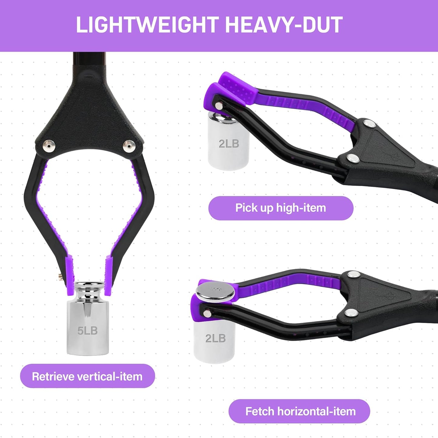 Upgrade 2-Pack Foldable 32" Grabber Reacher Tool, Lightweight Reacher Grabber Pickup Tool with 360° Rotating Jaw & Magnet, Reaching Tool for Trash Pick Up Stick, Litter Picker, Arm Extension (Purple)