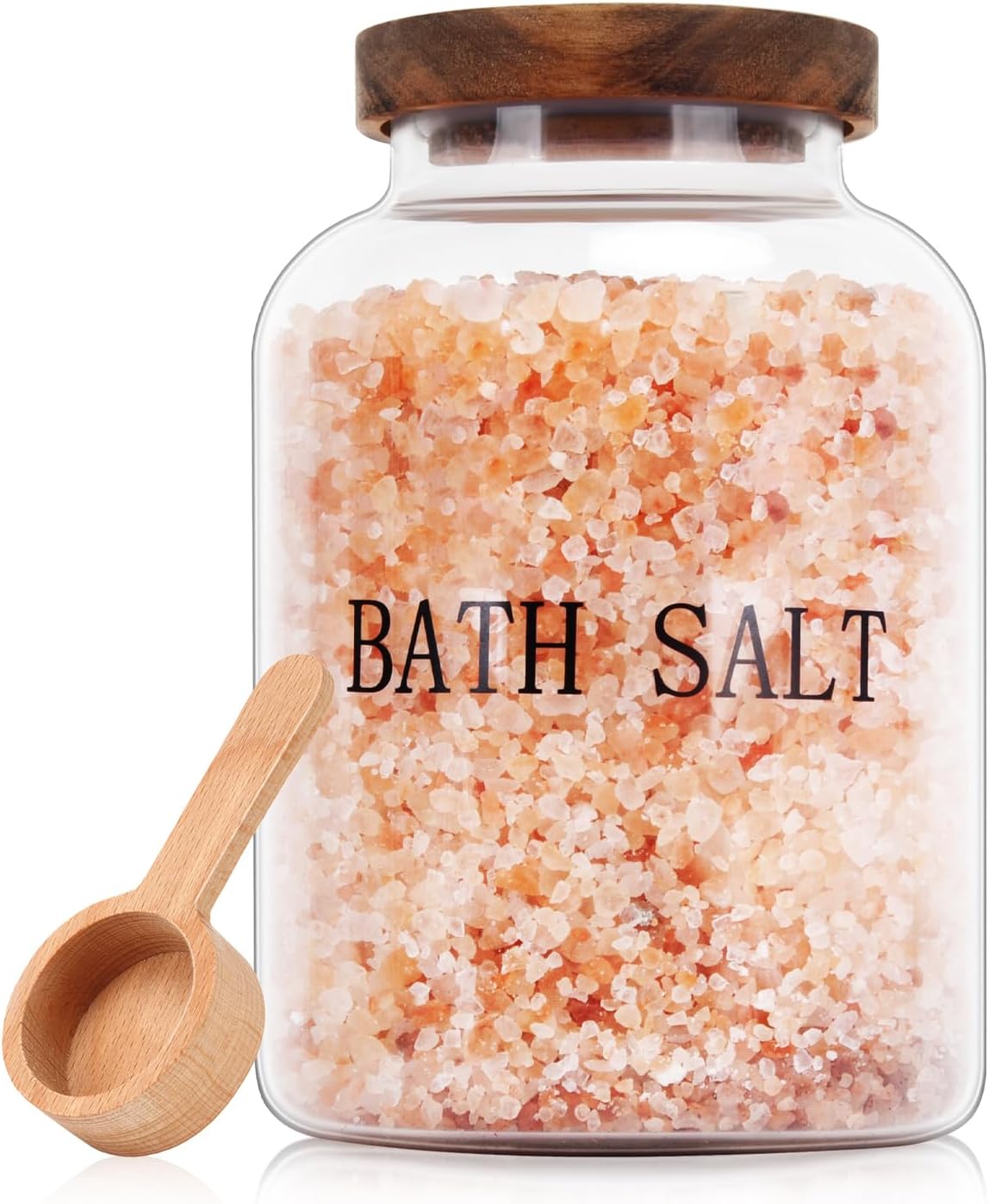 74 oz Glass Bath Salts Jar,Bath Salt Container with Wooden Lid and Scoop,Bathroom Organizers and Storage,for Bathroom Bath Decor,Home Decor,Bathtub Accessories for Women