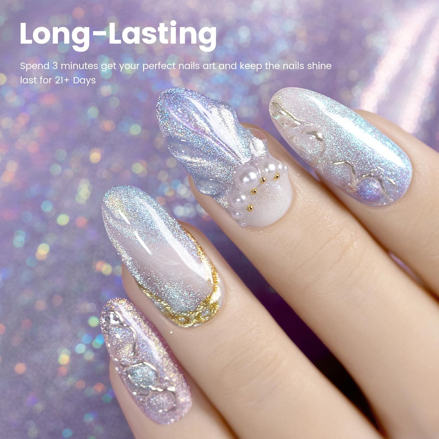 RARJSM Aurora Mermaid Cat Eye Gel Nail Polish Set 6 Colors Velvet Silver Glitter Pink Green Blue Purple Galaxy Star Shimmer Gel Polish with Magnetic Stick UV LED Curing Requires Soak Off Home Salon