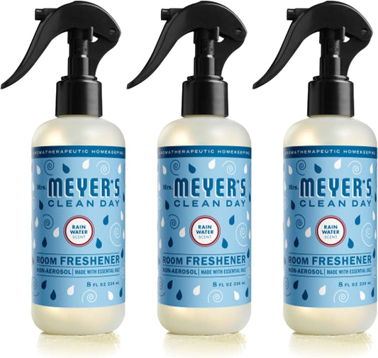 MRS. MEYER'S CLEAN DAY Room and Air Freshener Spray, Non-Aerosol Spray Bottle Infused with Essential Oils, Rain Water, 8 fl. oz - Pack of 3